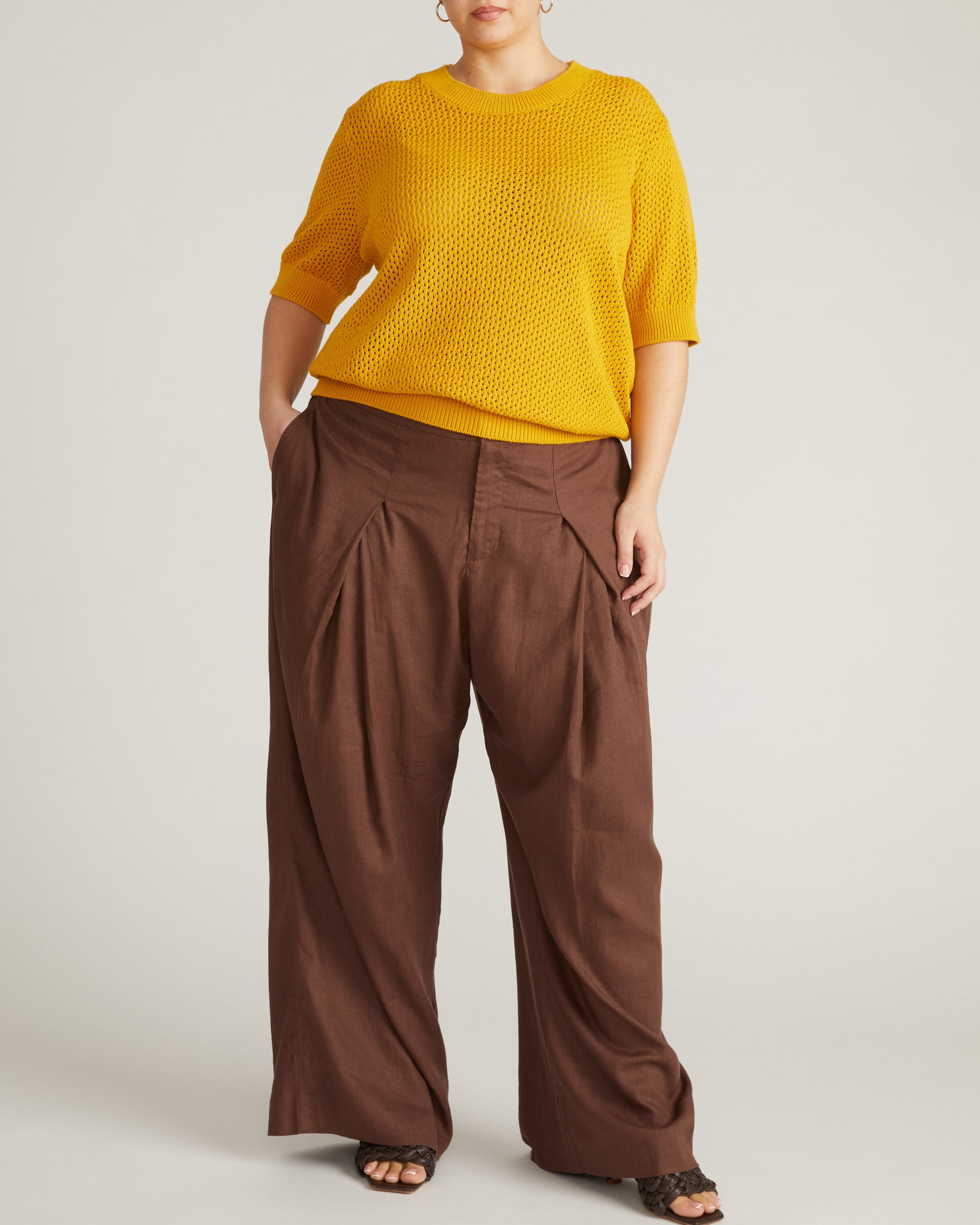 Rosie Pointelle Sweater Top - Goldenrod | Plus Size & Straight Size Women's Fashion | Universal Standard