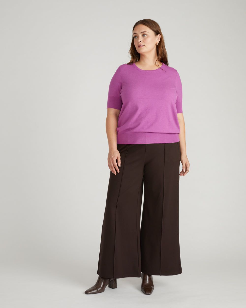 Savvy Fine Knit Sweater Top - Purple Vision