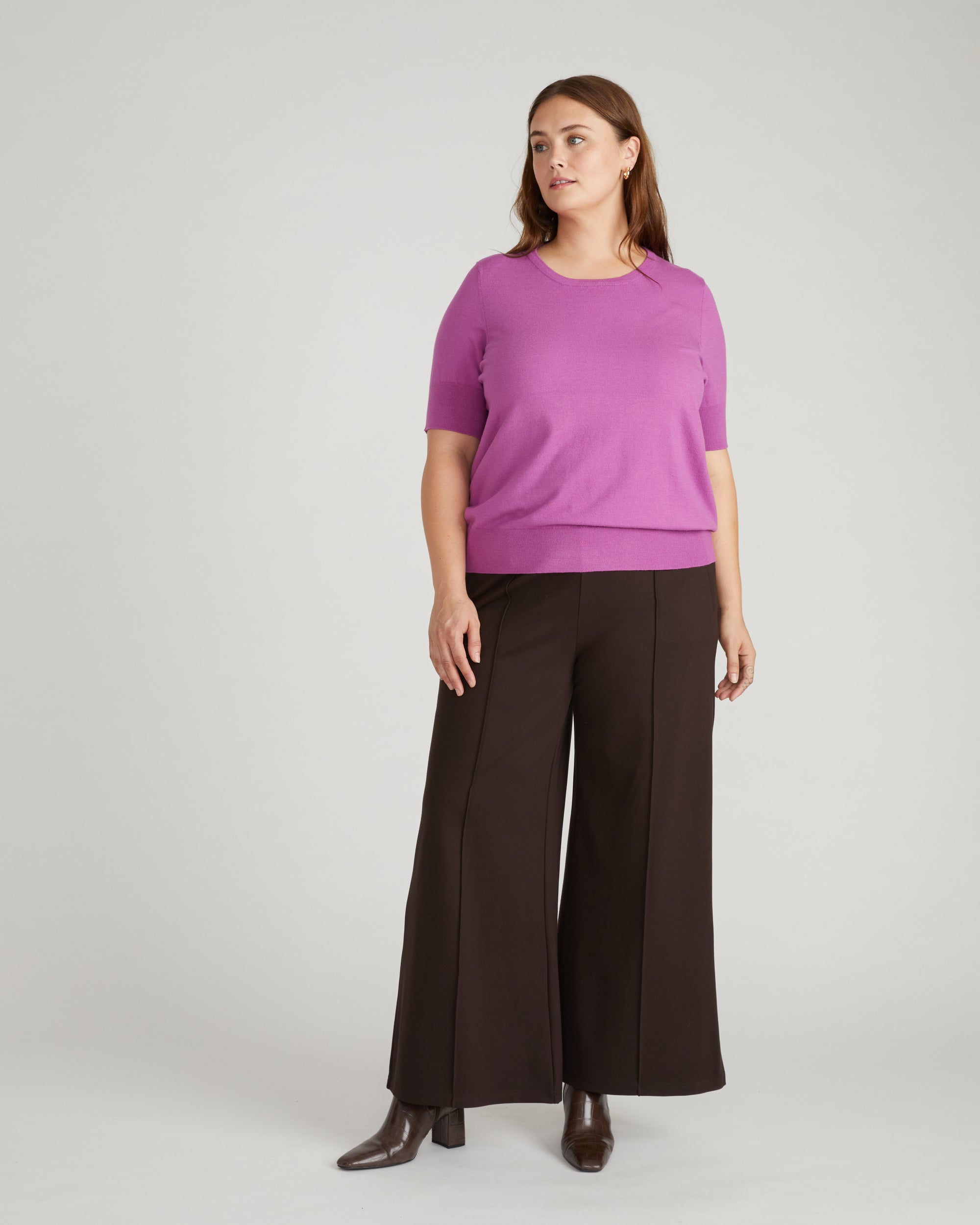 Savvy Fine Knit Sweater Top - Purple Vision