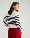 Savvy Fine Knit Crew Sweater - Cream/Navy Stripes