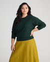 Savvy Fine Knit Crew Sweater - Green Gemstone