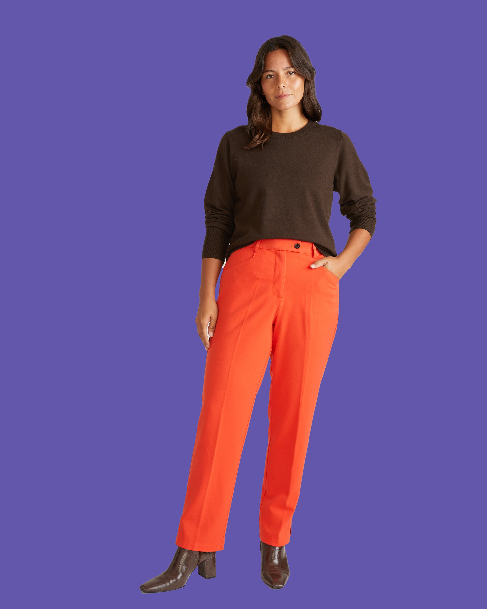 Savvy Fine Knit Crew Sweater - Espresso