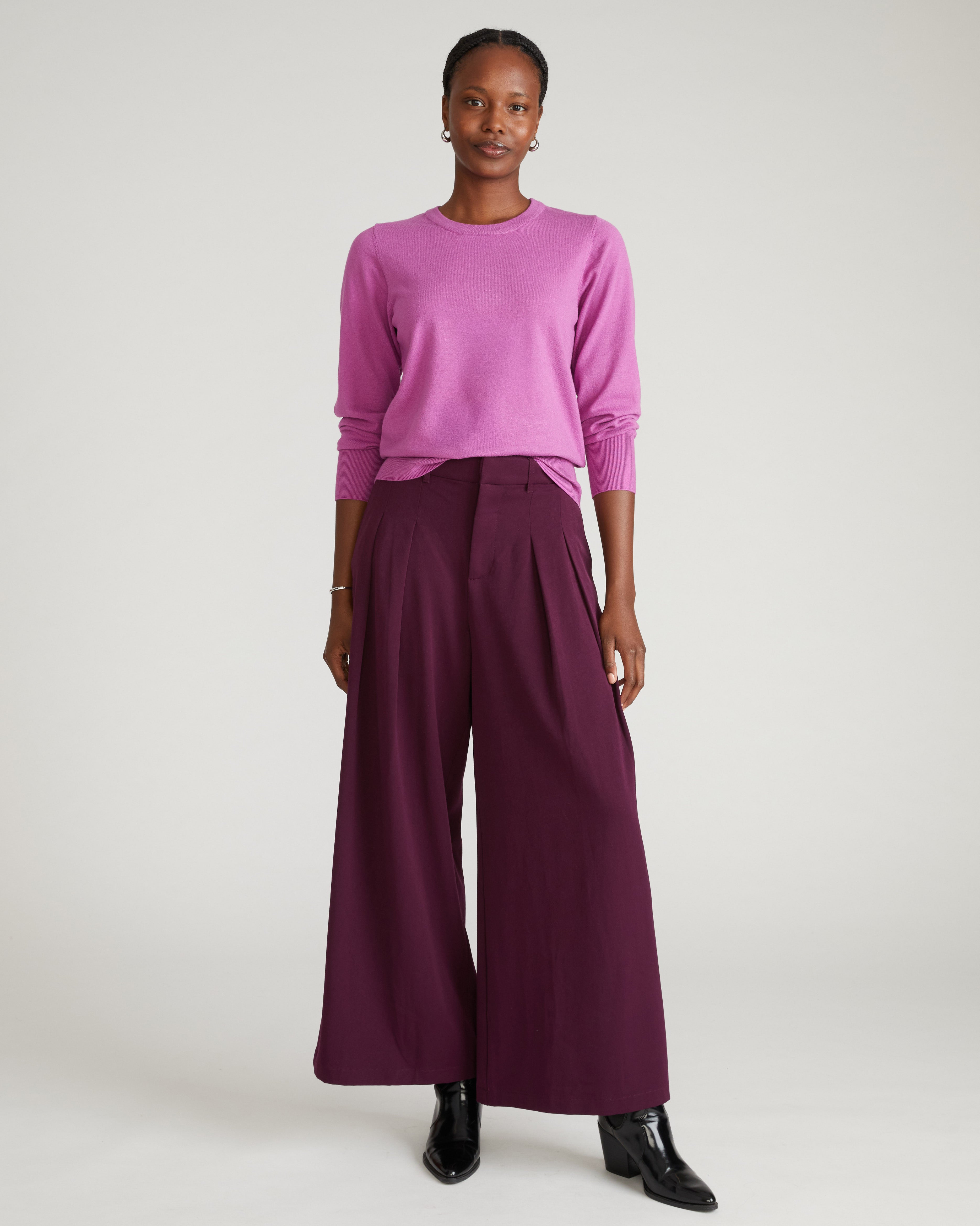 Savvy Fine Knit Crew Sweater - Purple Vision | Plus Size & Straight Size Women's Fashion | Universal Standard