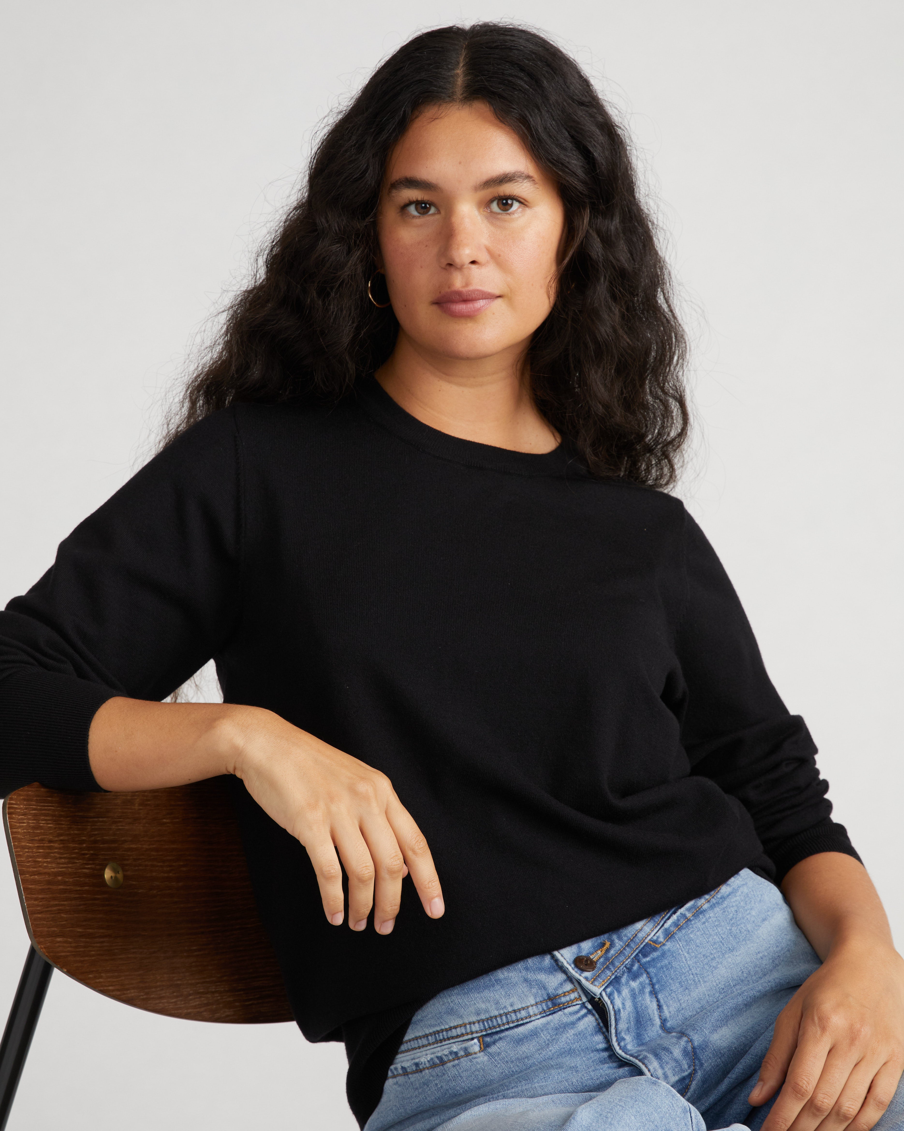 Savvy Fine Knit Crew Sweater - Black – Universal Standard