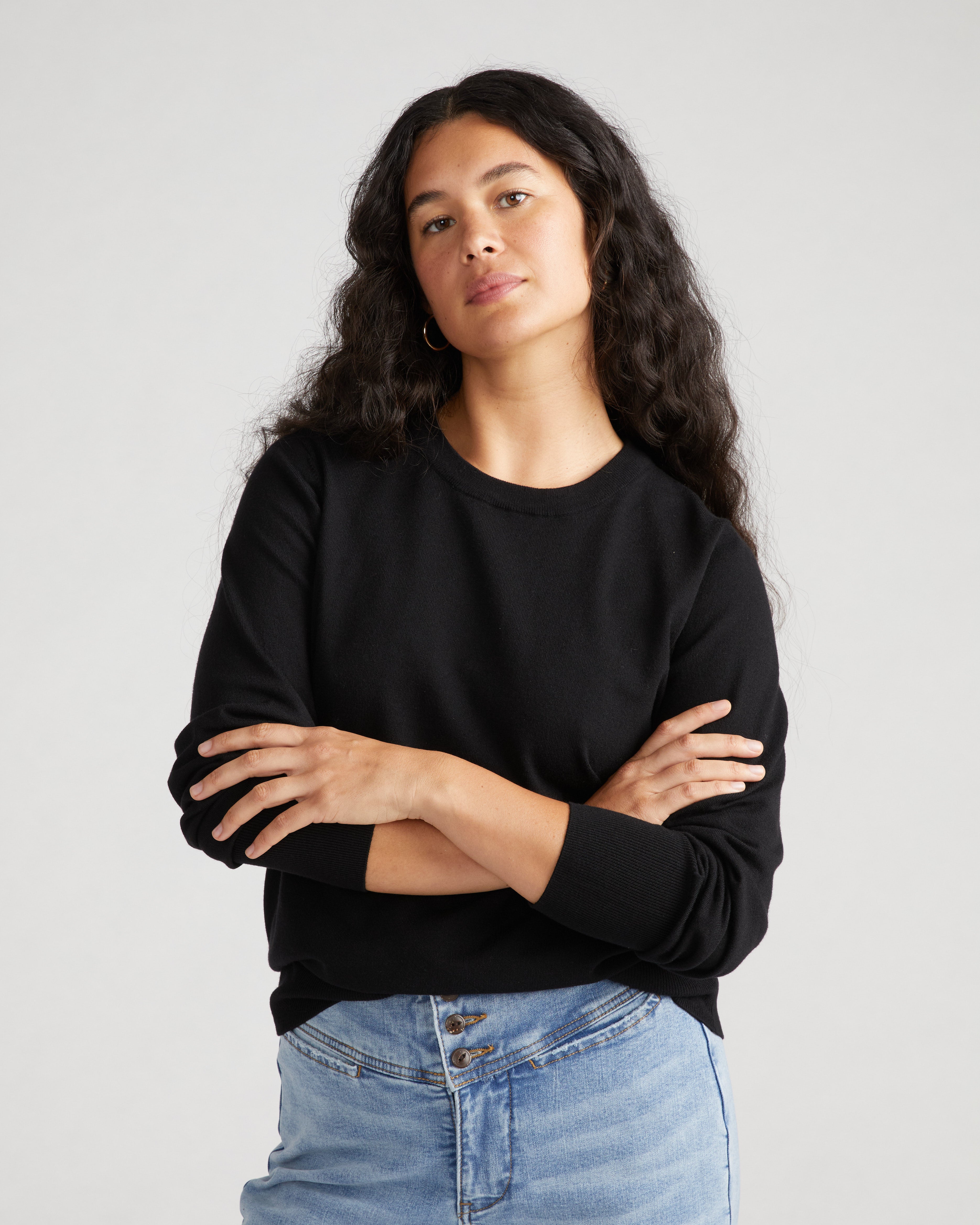 Savvy Fine Knit Crew Sweater - Black – Universal Standard