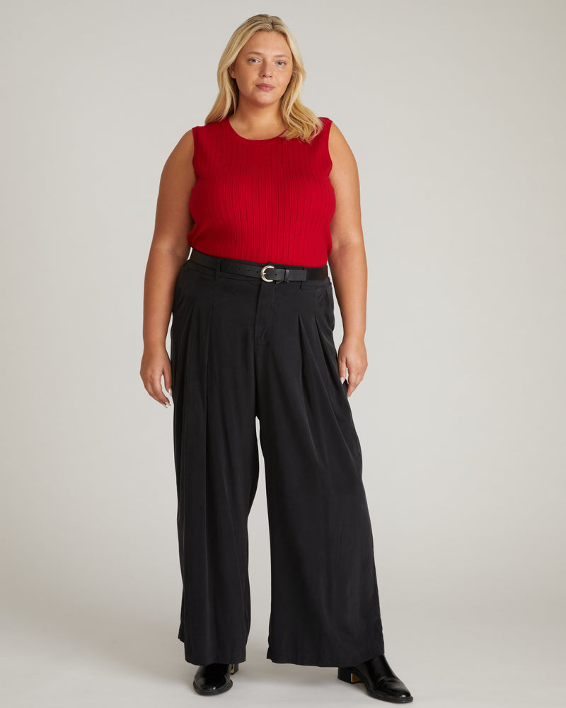 Savvy Fine Knit Sweater Shell - Carmine