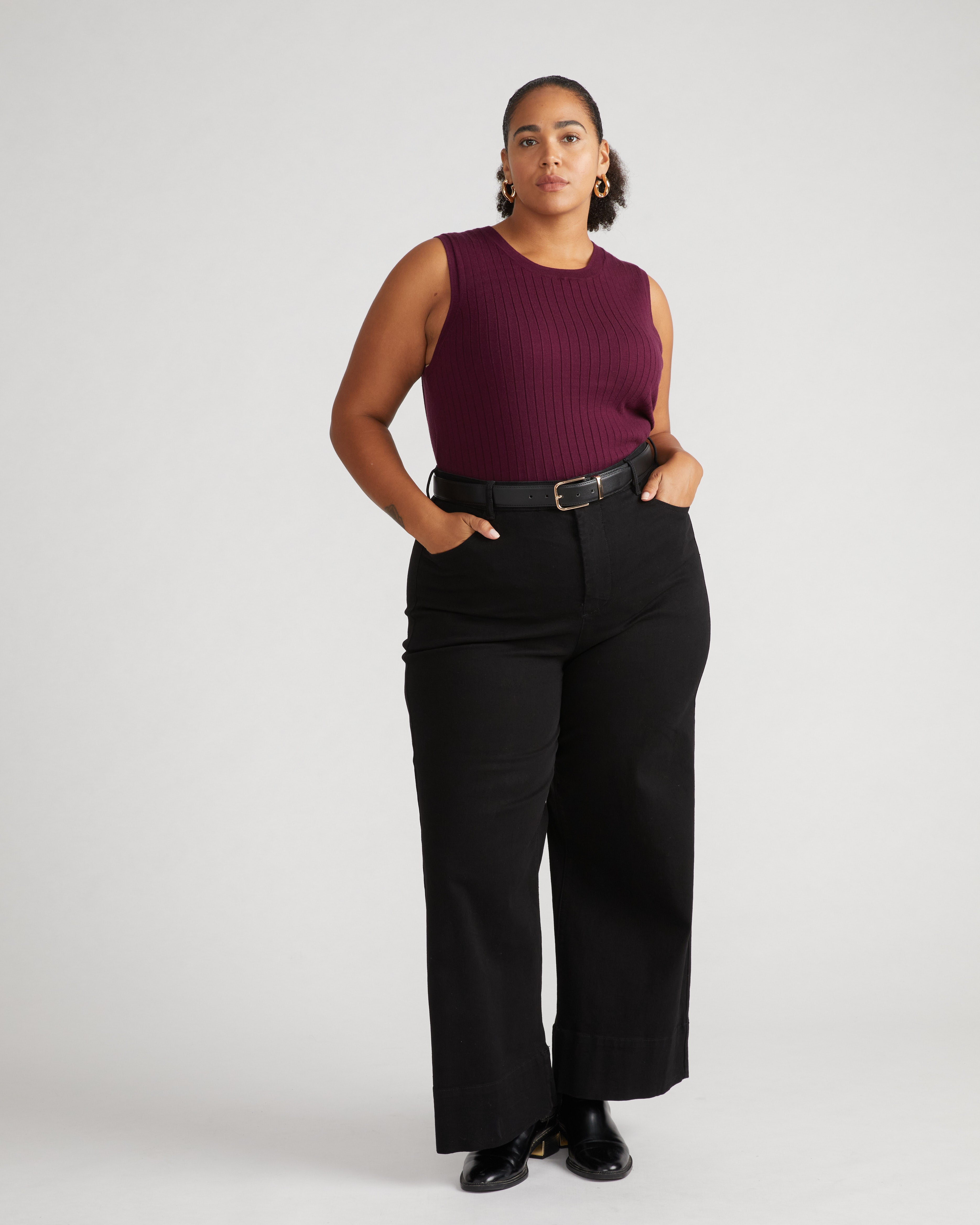 Savvy Fine Knit Sweater Shell - Black Cherry – Universal Standard