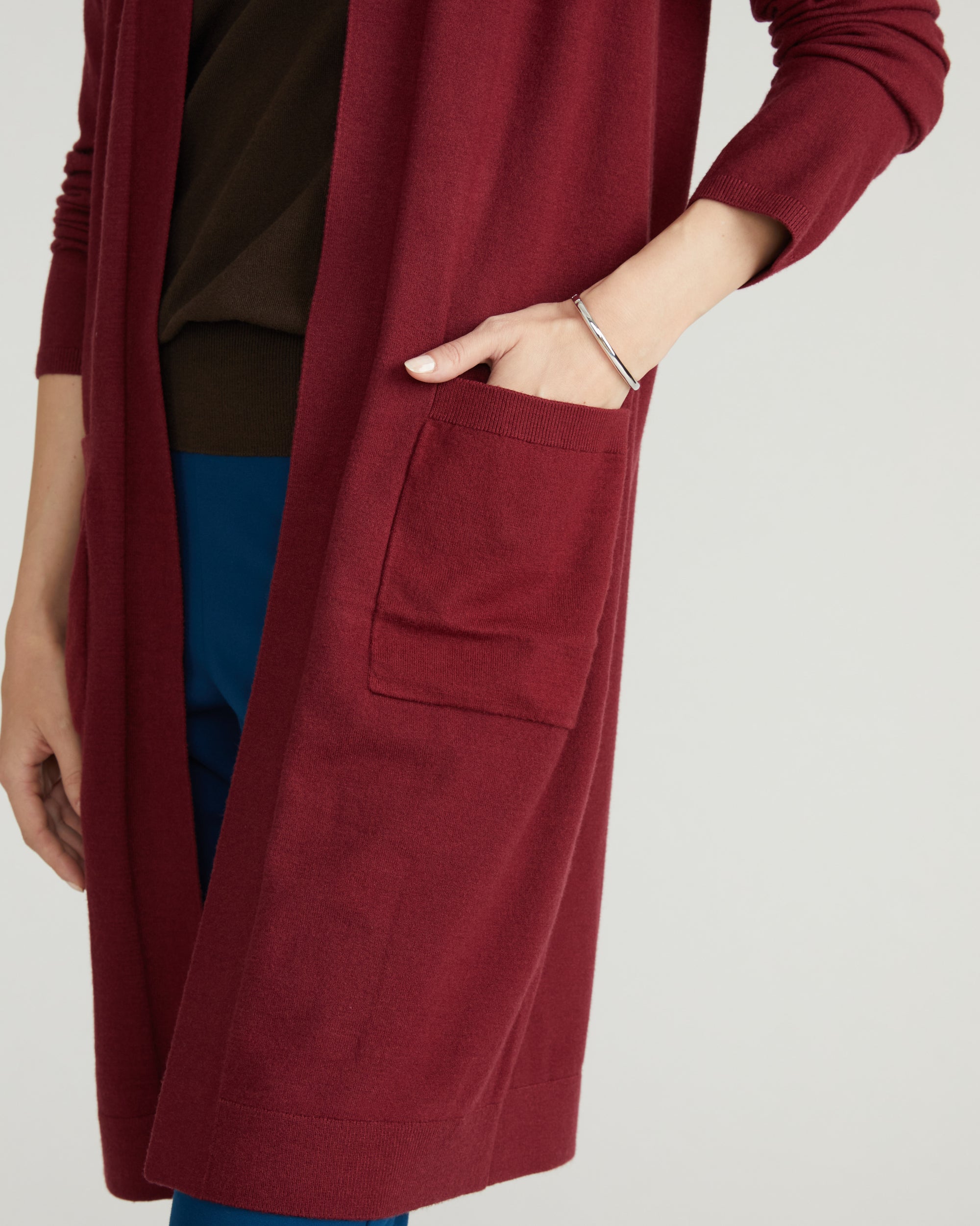 Savvy Double Knit Sweater Cardigan - Red Geranium