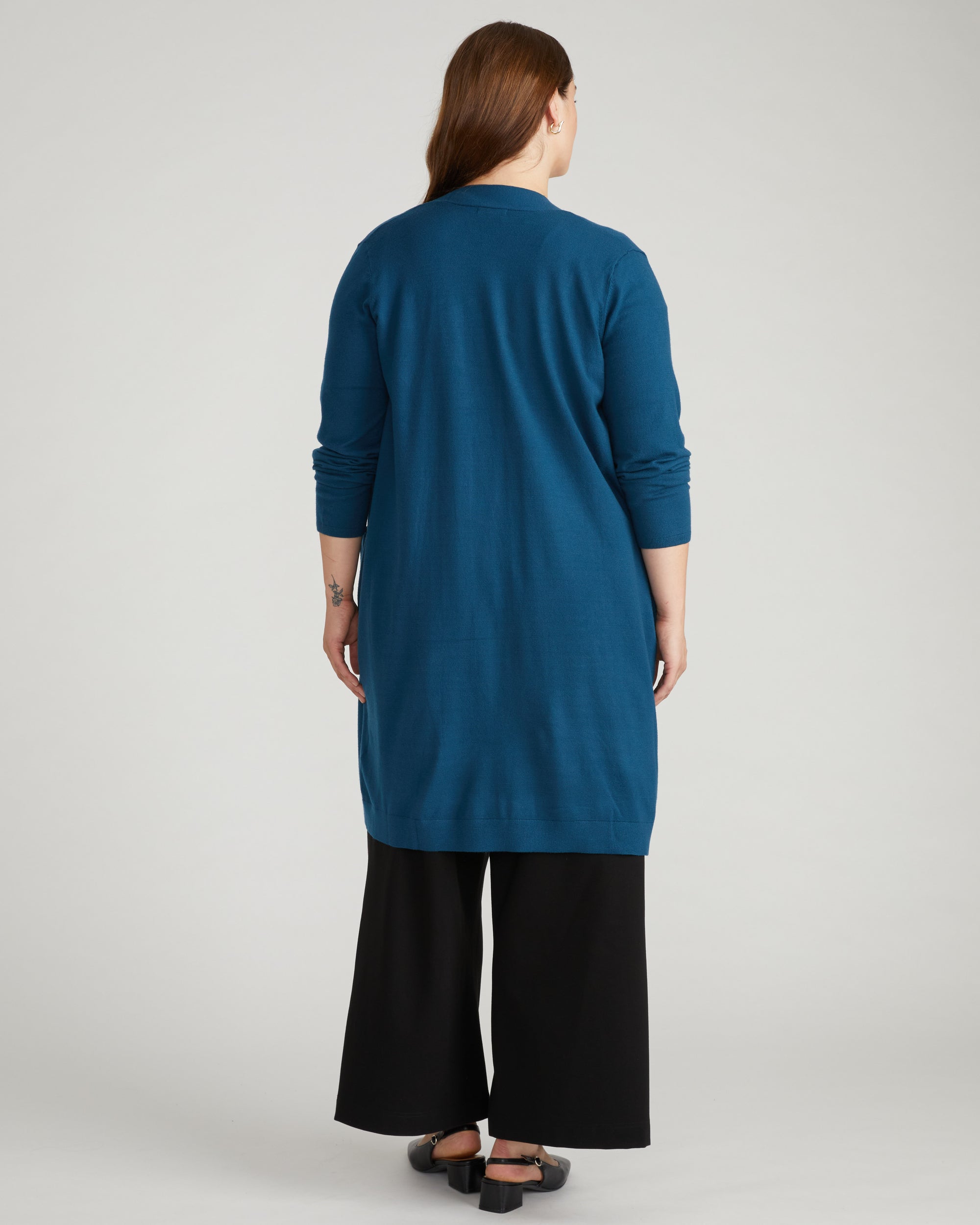Savvy Double Knit Sweater Cardigan - Deep Teal