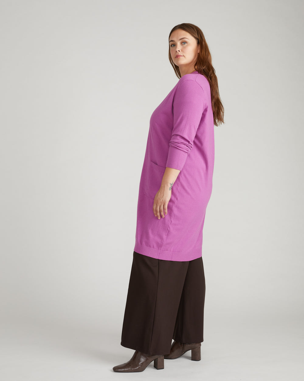 Savvy Double Knit Sweater Cardigan - Purple Vision