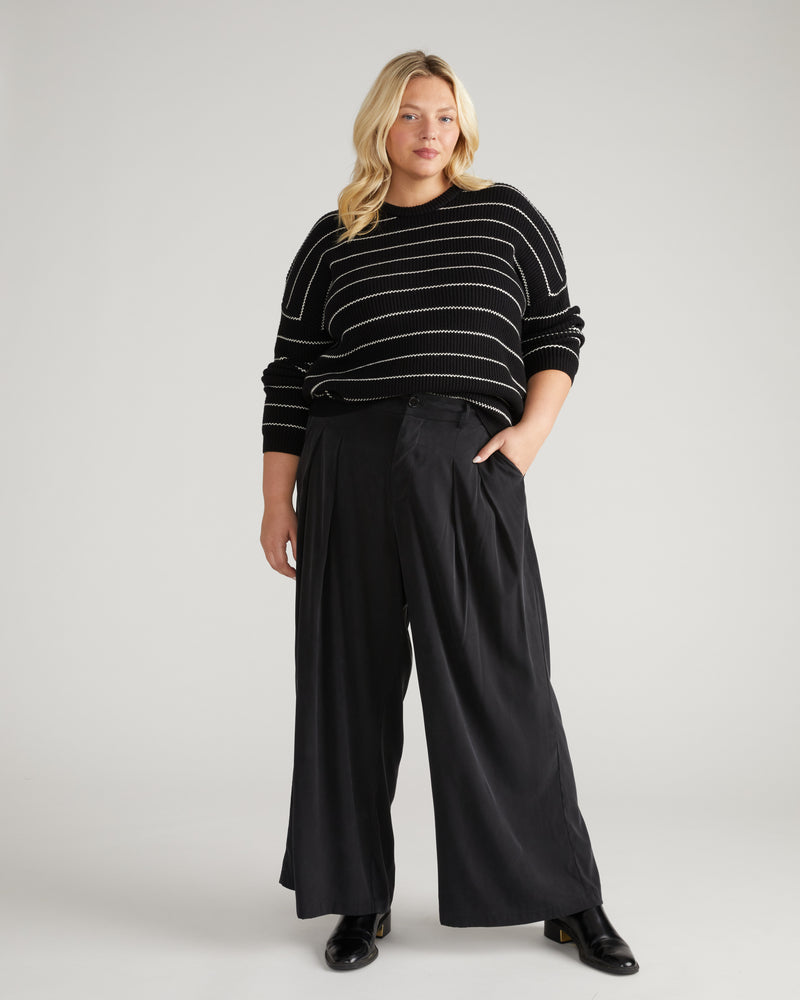 Bruno Sweater - Black/Cream Microstripe