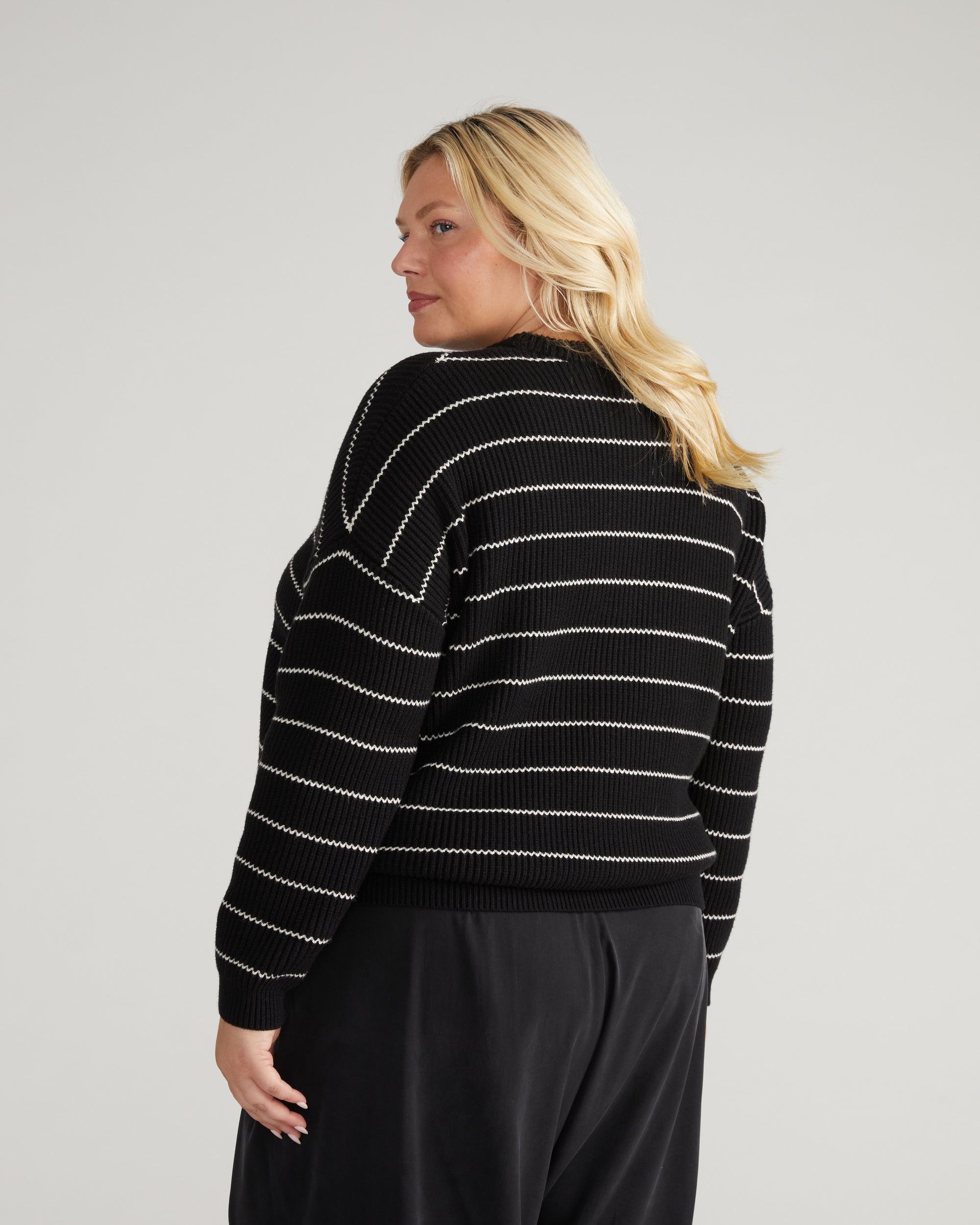 Bruno Sweater - Black/Cream Microstripe