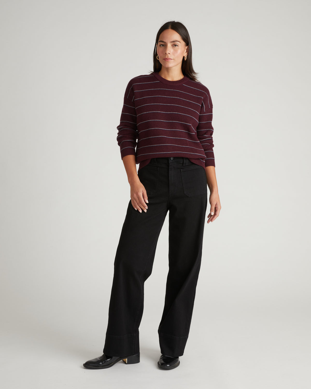 Bruno Sweater - Burgundy/Silver Microstripe | Plus Size & Straight Size Women's Fashion | Universal Standard