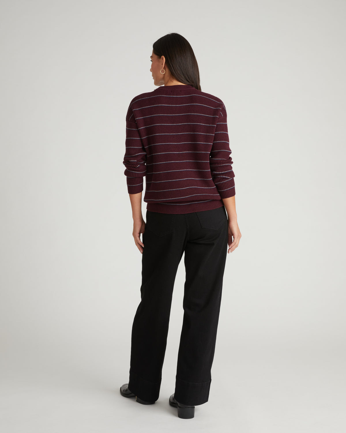 Bruno Sweater - Burgundy/Silver Microstripe | Plus Size & Straight Size Women's Fashion | Universal Standard