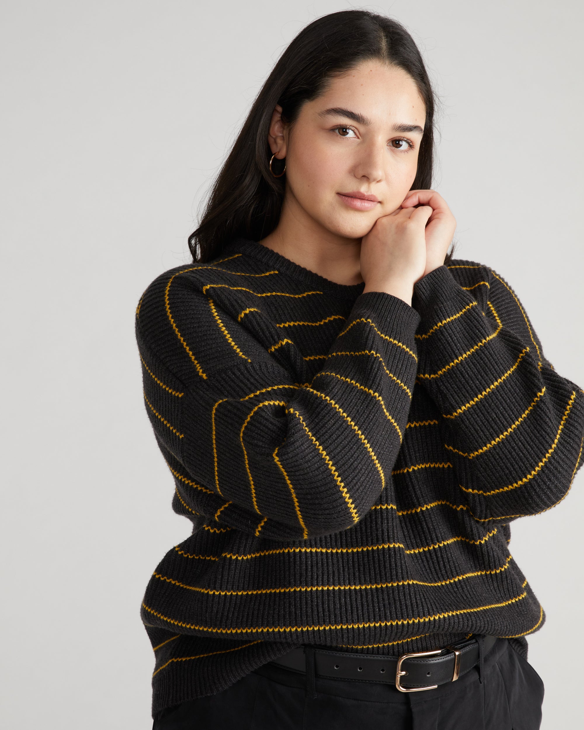 Bruno Sweater - Dark Ash/Gold Microstripe