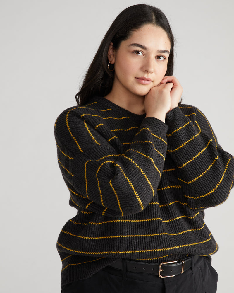 Bruno Sweater - Dark Ash/Gold Microstripe
