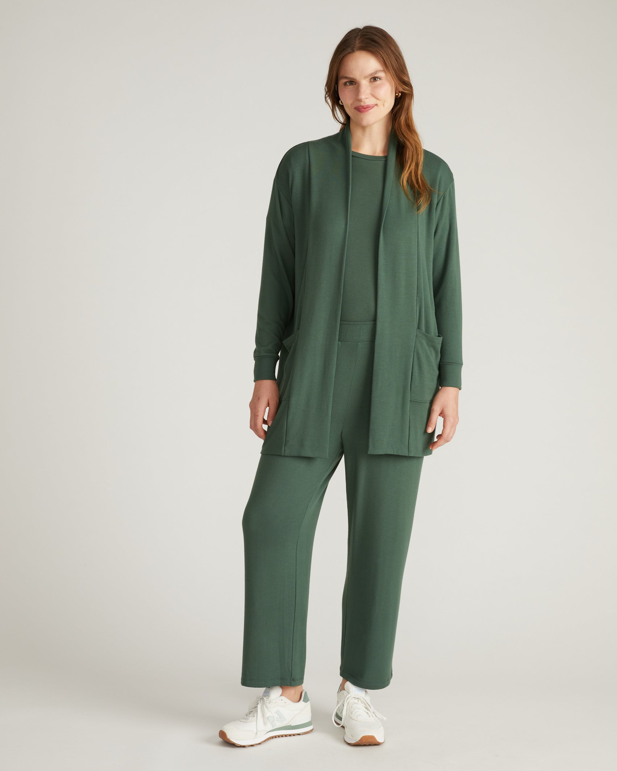 TravelKnit Minimalist Cardigan - Conifer