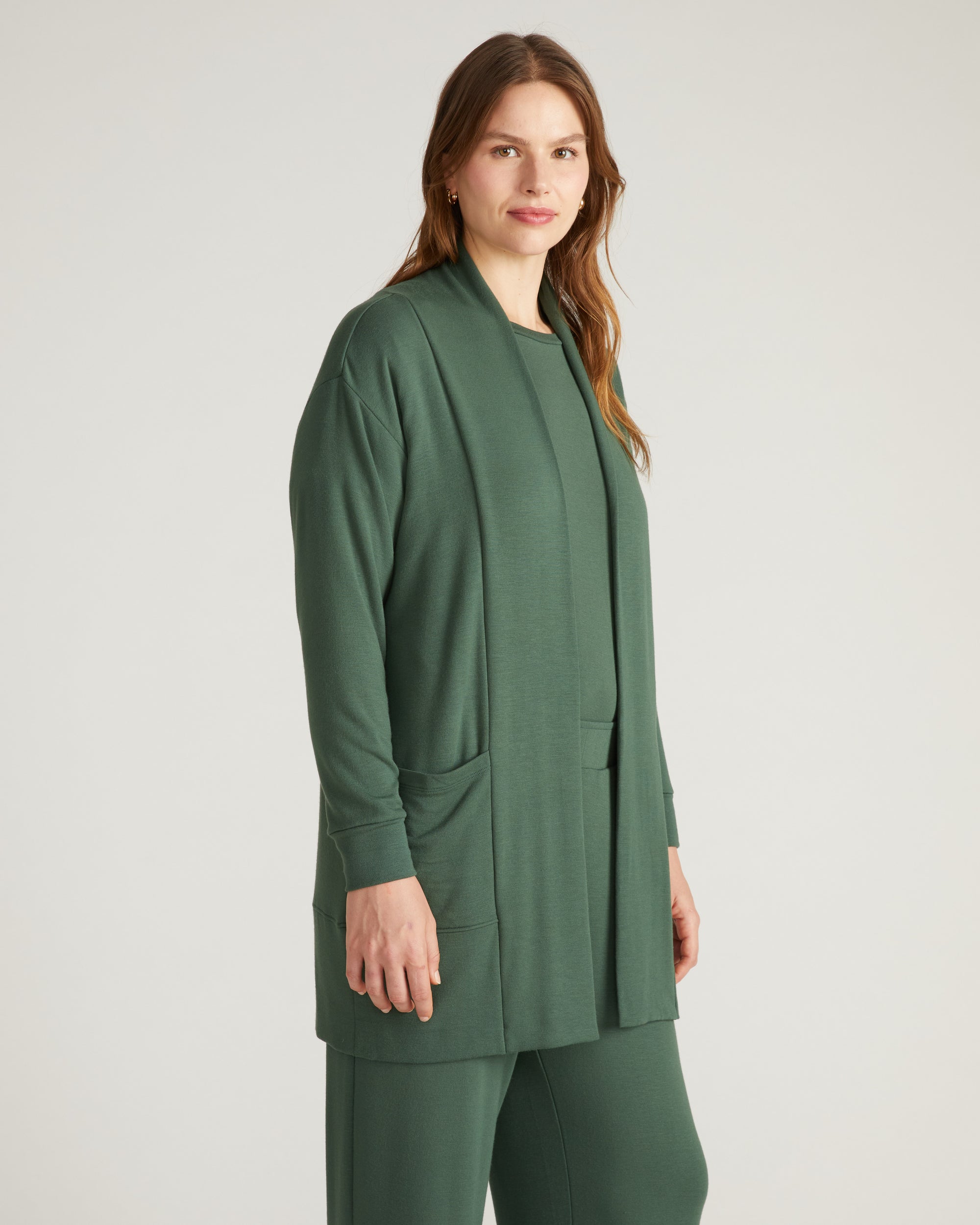TravelKnit Minimalist Cardigan - Conifer