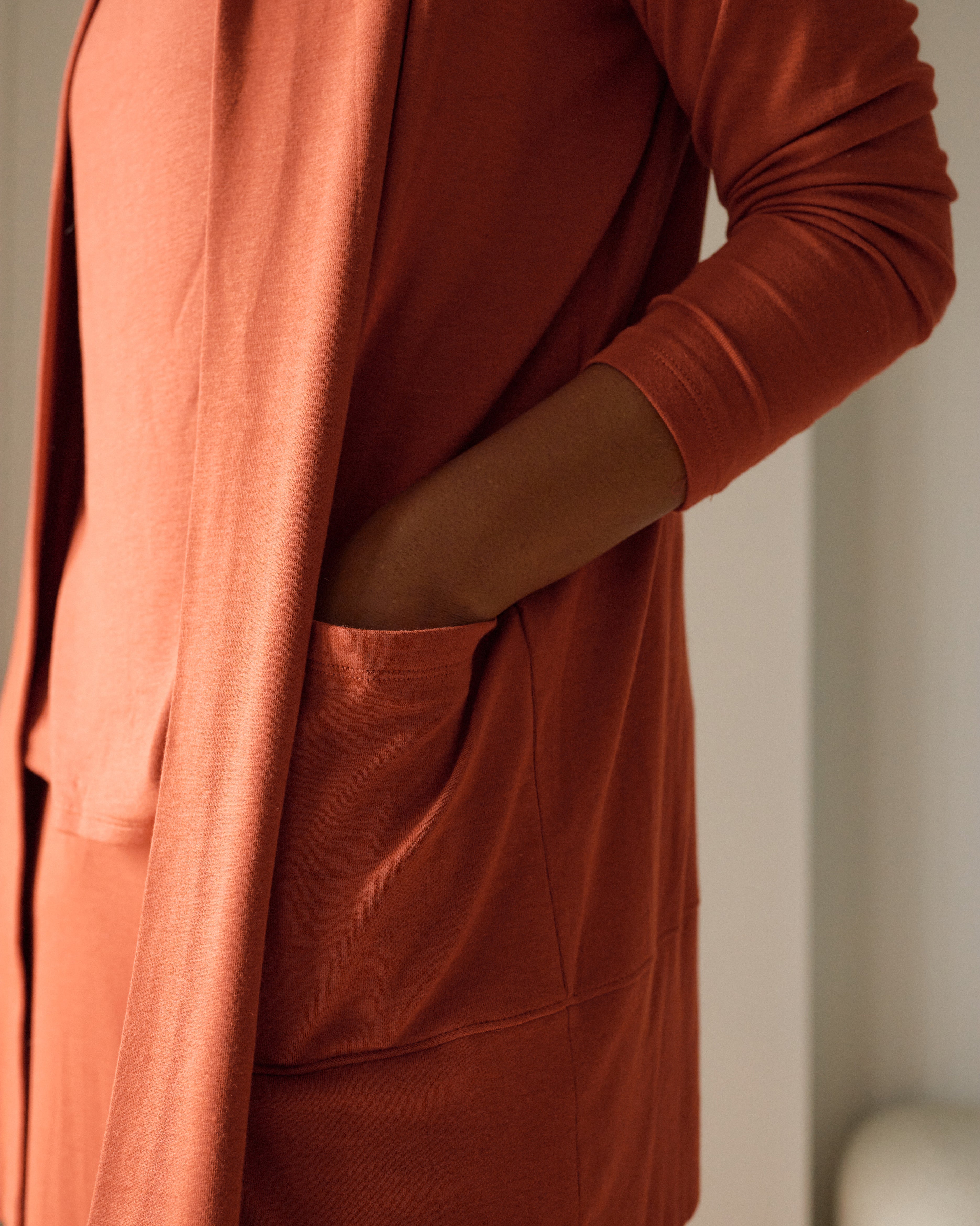 TravelKnit Minimalist Cardigan - Warm Russet – Universal Standard