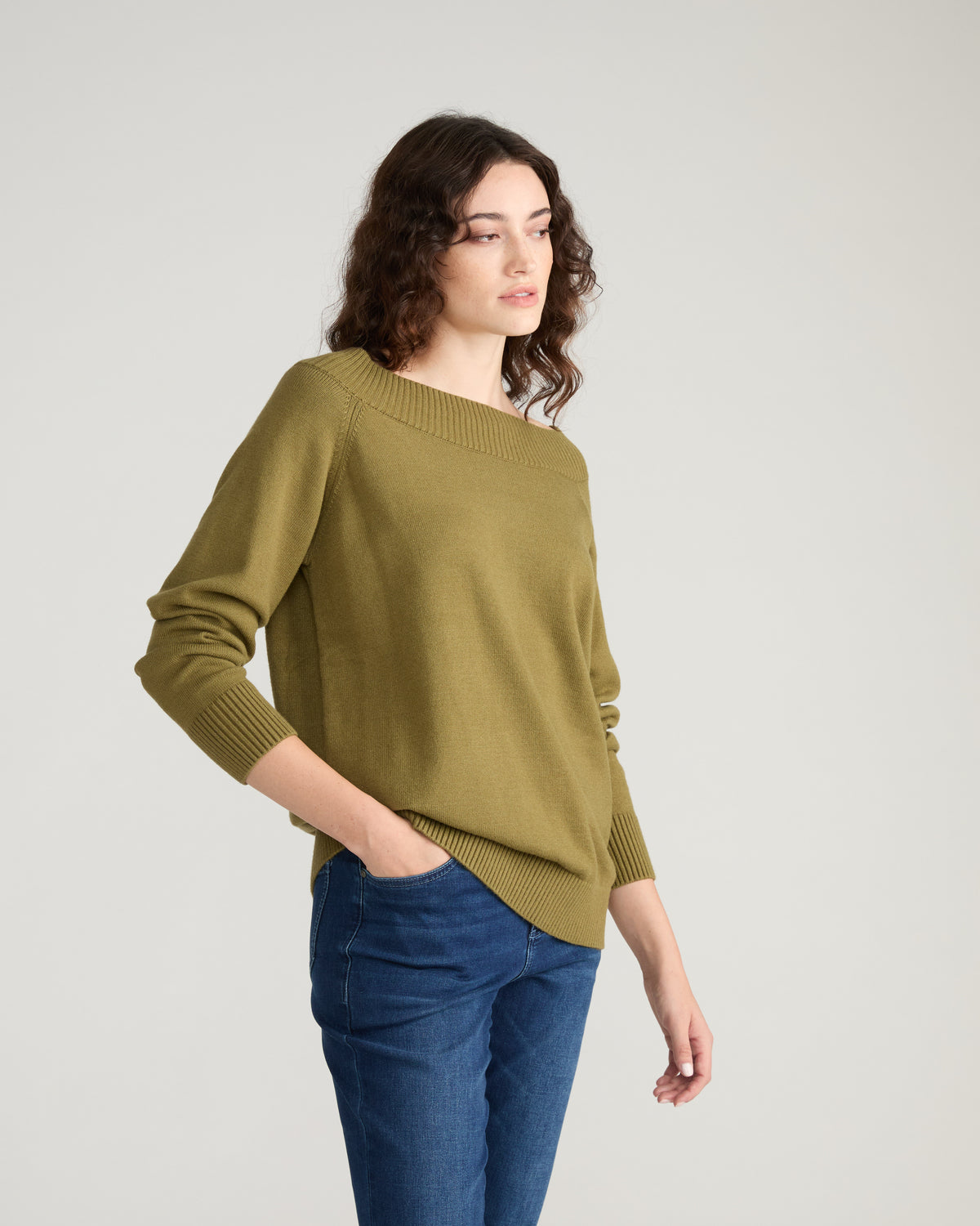 Noomi Cold Shoulder Sweater - Capulet Olive