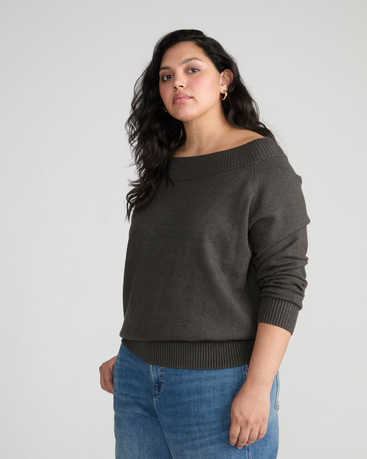 Noomi Cold Shoulder Sweater - Dark Gray