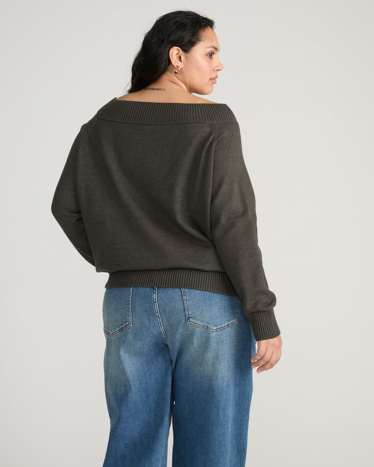 Noomi Cold Shoulder Sweater - Dark Gray