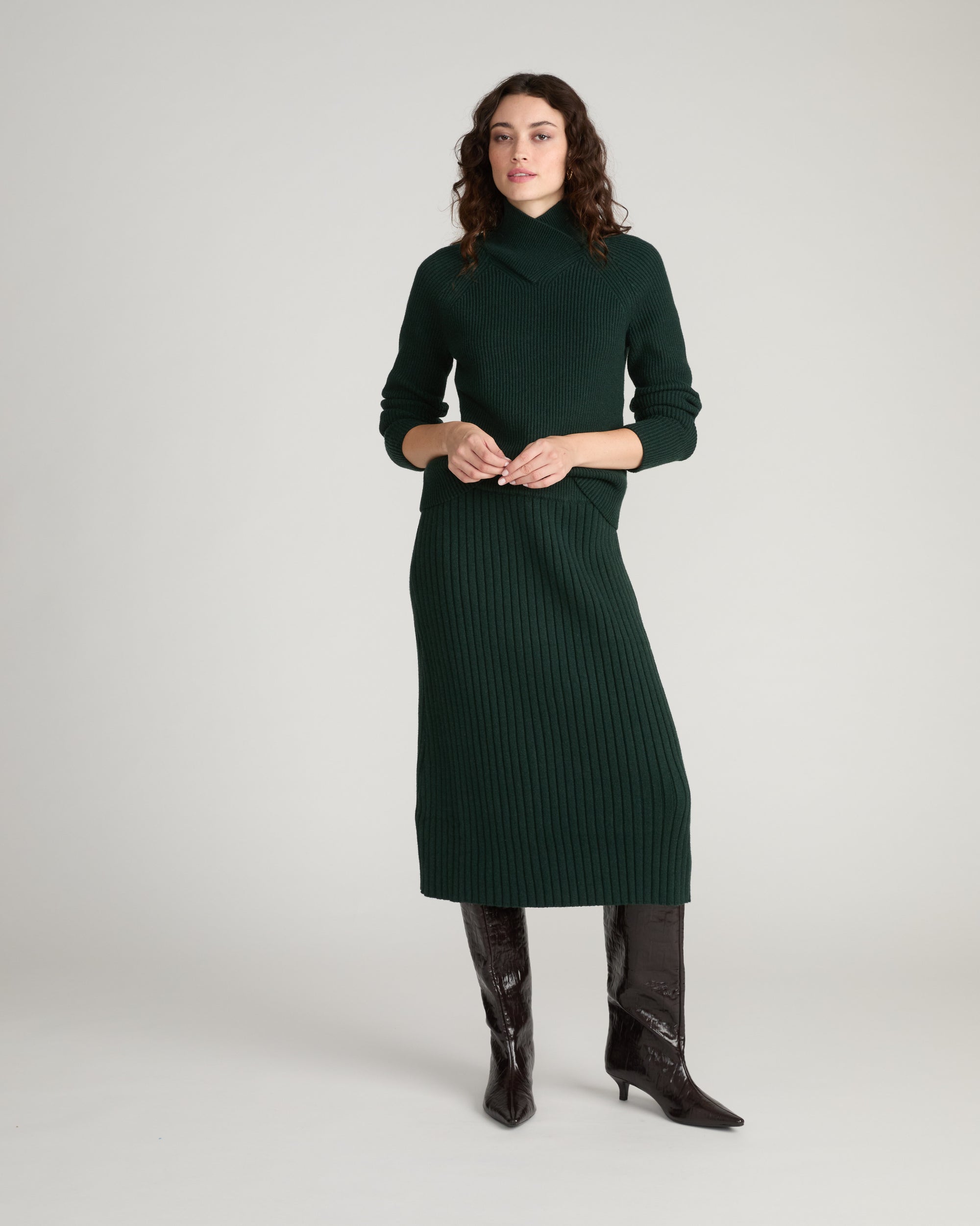 Arly Wrap Neck Sweater - Green Gemstone