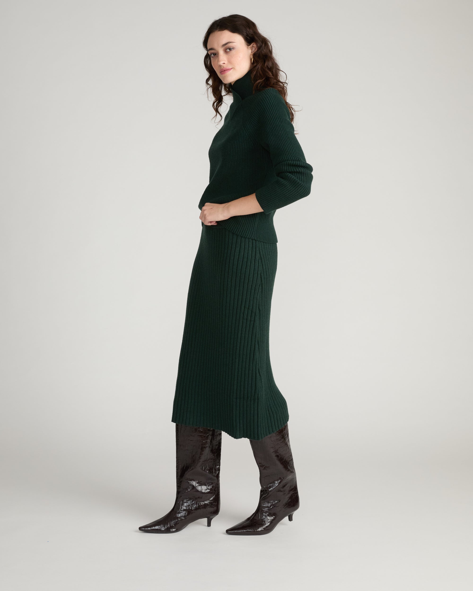 Arly Wrap Neck Sweater - Green Gemstone