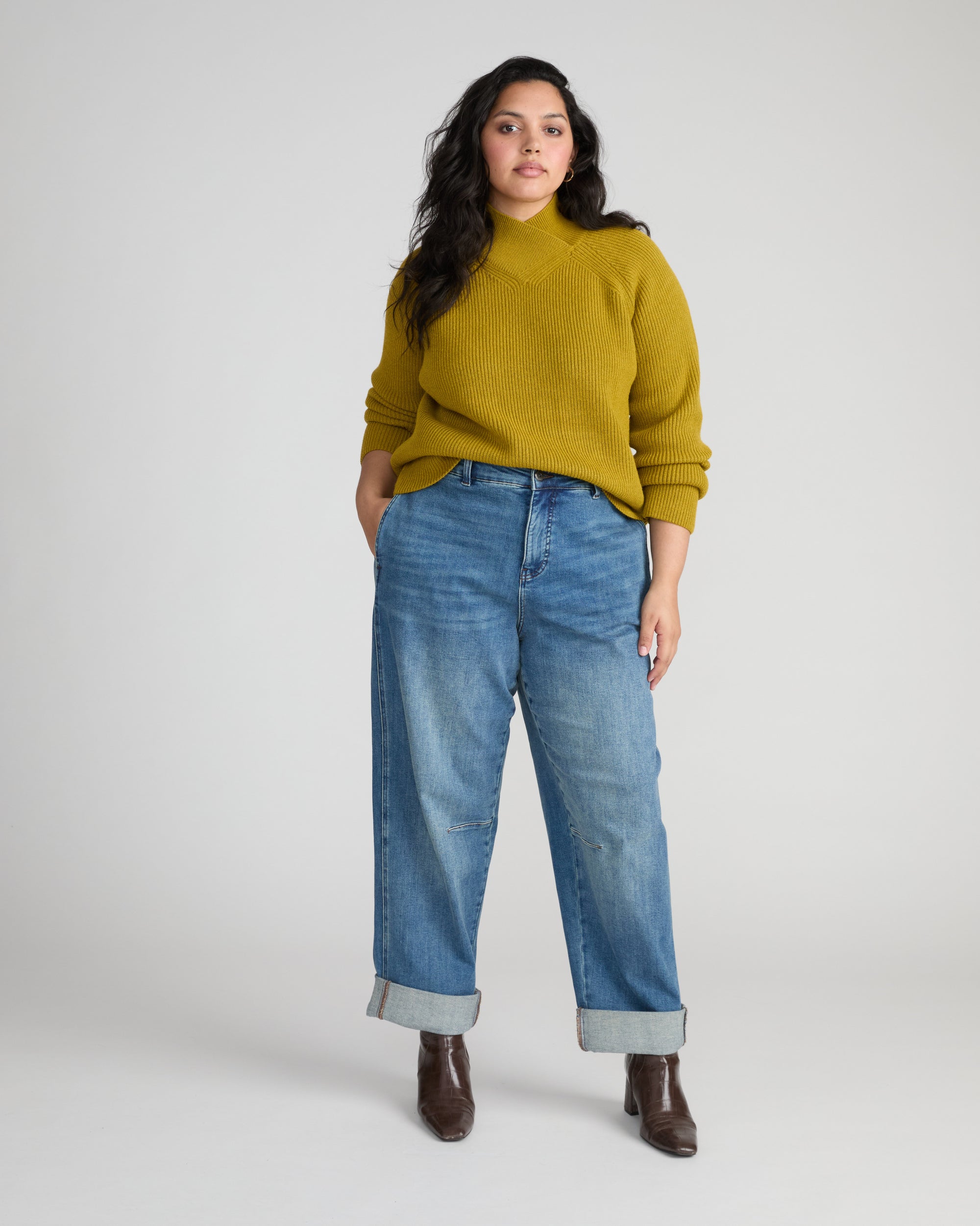Arly Wrap Neck Sweater - Martini Olive