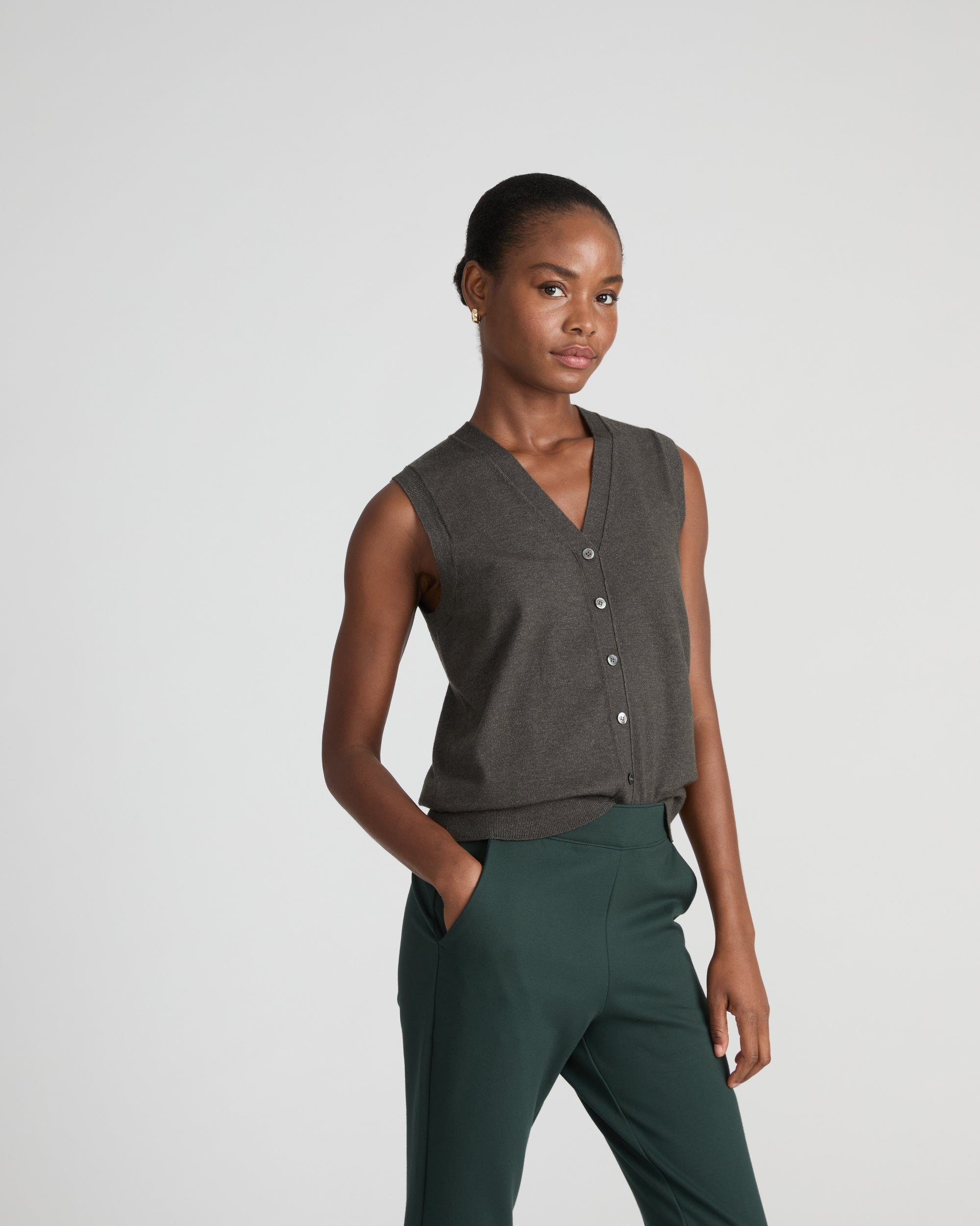 Savvy Fine Knit Cardigan Vest - Dark Gray | Plus Size & Straight Size Women's Fashion | Universal Standard