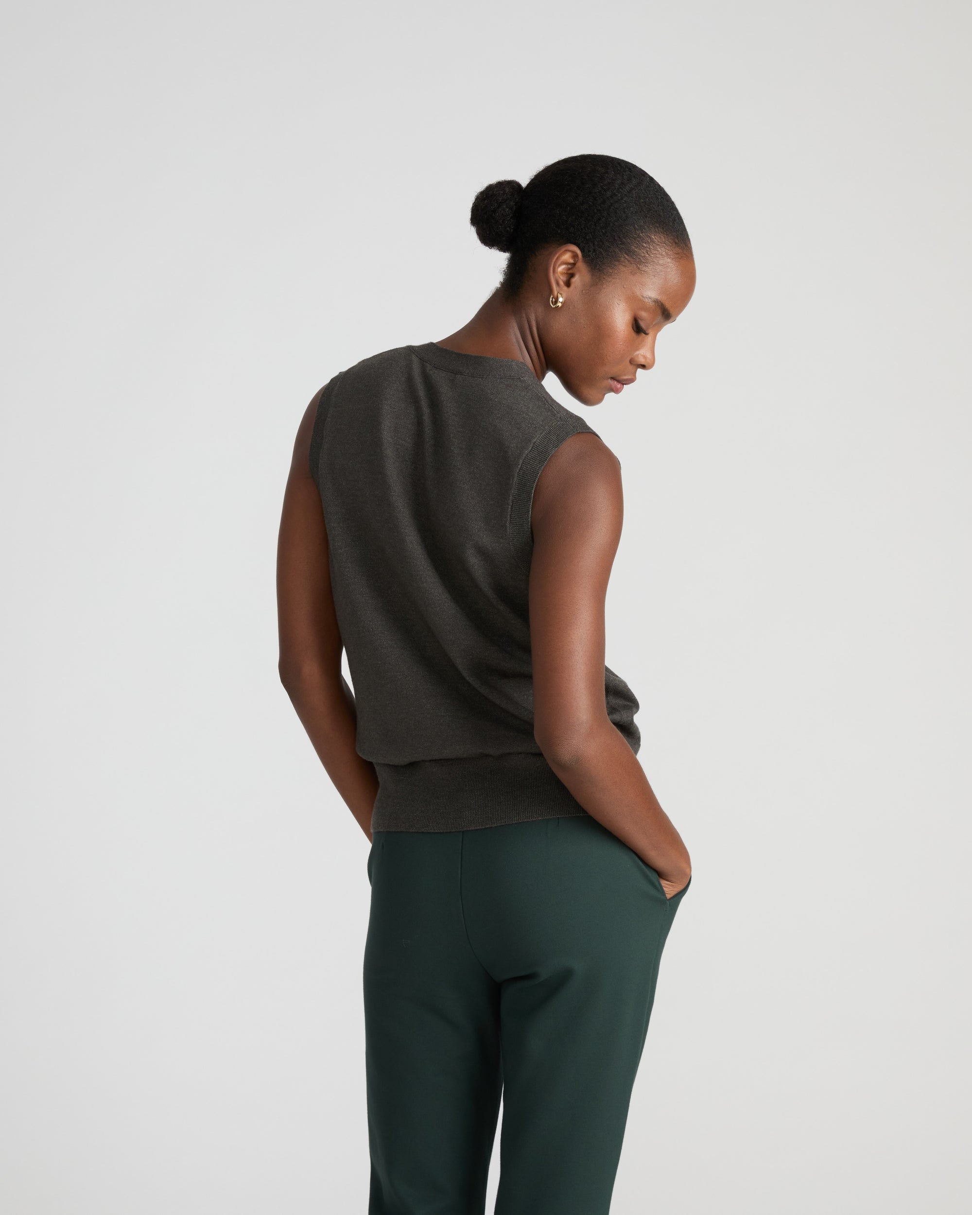 Savvy Fine Knit Cardigan Vest - Dark Gray | Plus Size & Straight Size Women's Fashion | Universal Standard