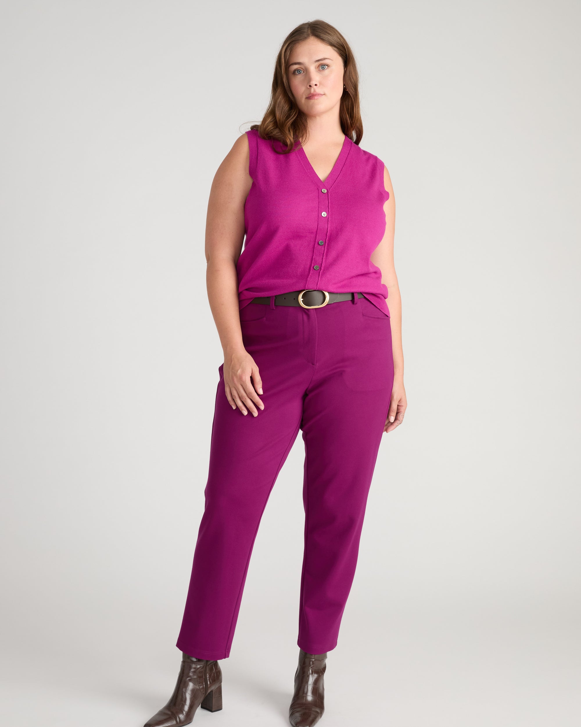 Savvy Fine Knit Cardigan Vest - Rothko Purple | Plus Size & Straight Size Women's Fashion | Universal Standard