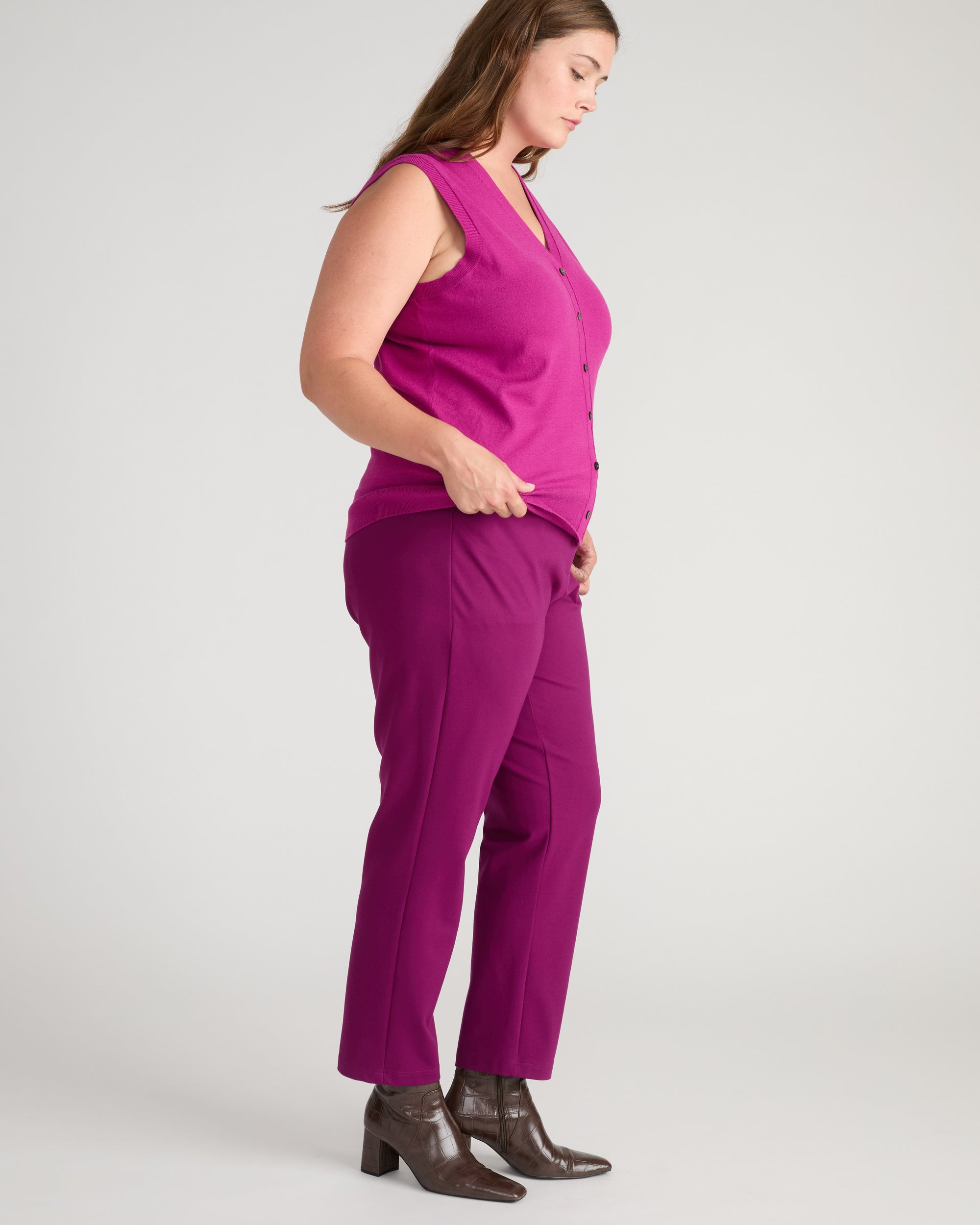 Savvy Fine Knit Cardigan Vest - Rothko Purple | Plus Size & Straight Size Women's Fashion | Universal Standard