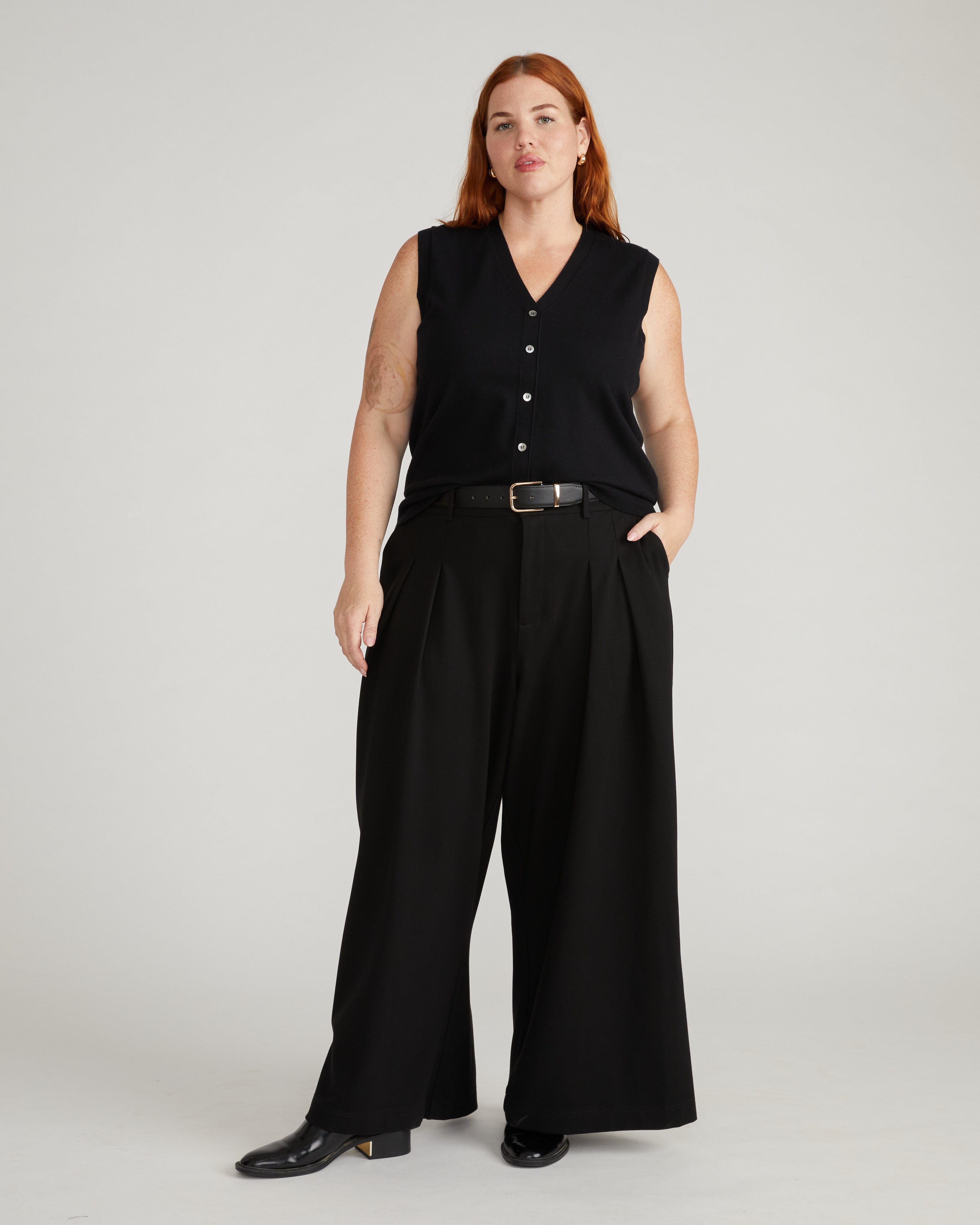Savvy Fine Knit Cardigan Vest - Black – Universal Standard