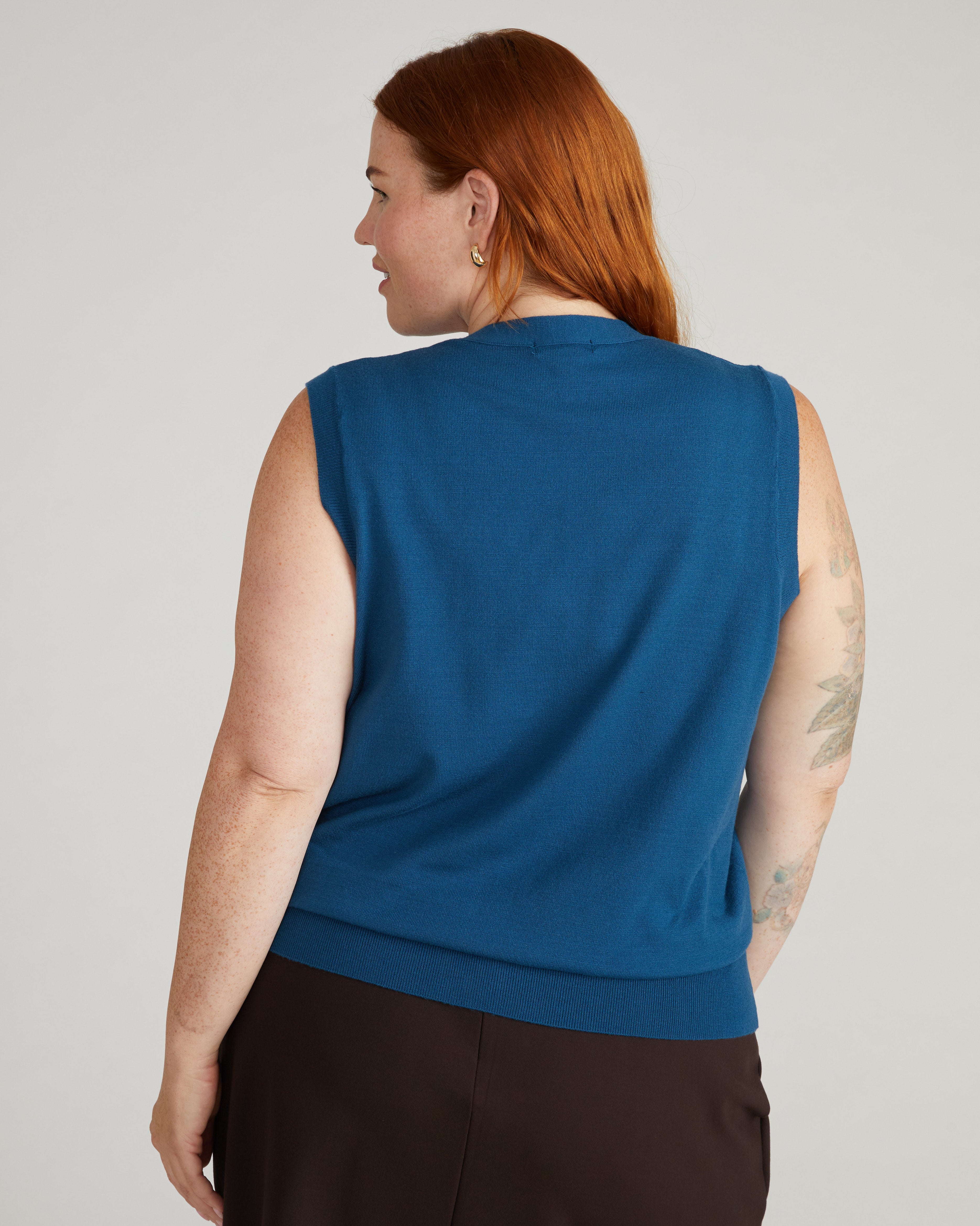 Savvy Fine Knit Cardigan Vest - Blue Teal – Universal Standard