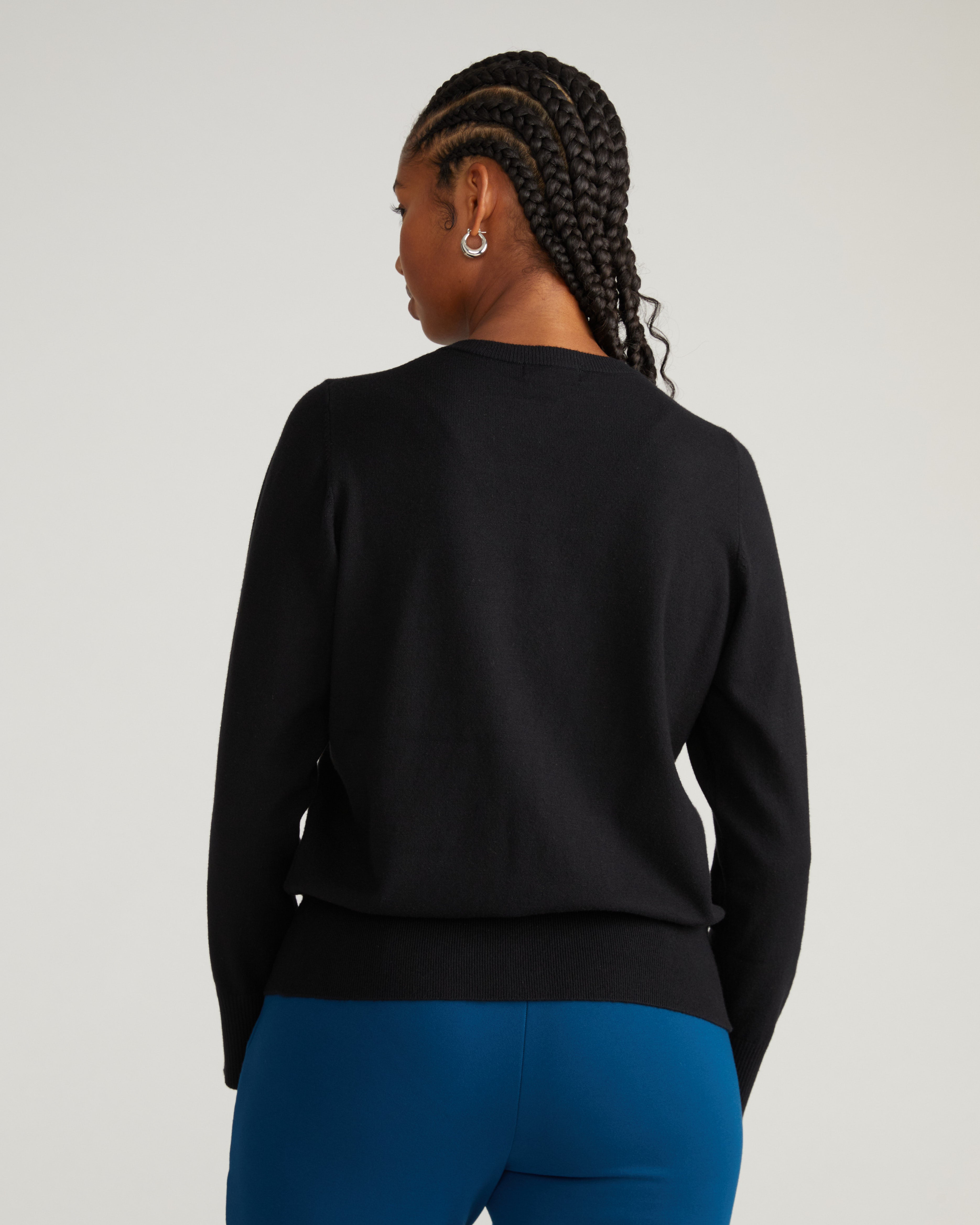 Savvy Fine Knit Crewneck Cardigan - Black – Universal Standard