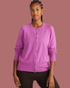 Savvy Fine Knit Crewneck Cardigan - Purple Vision