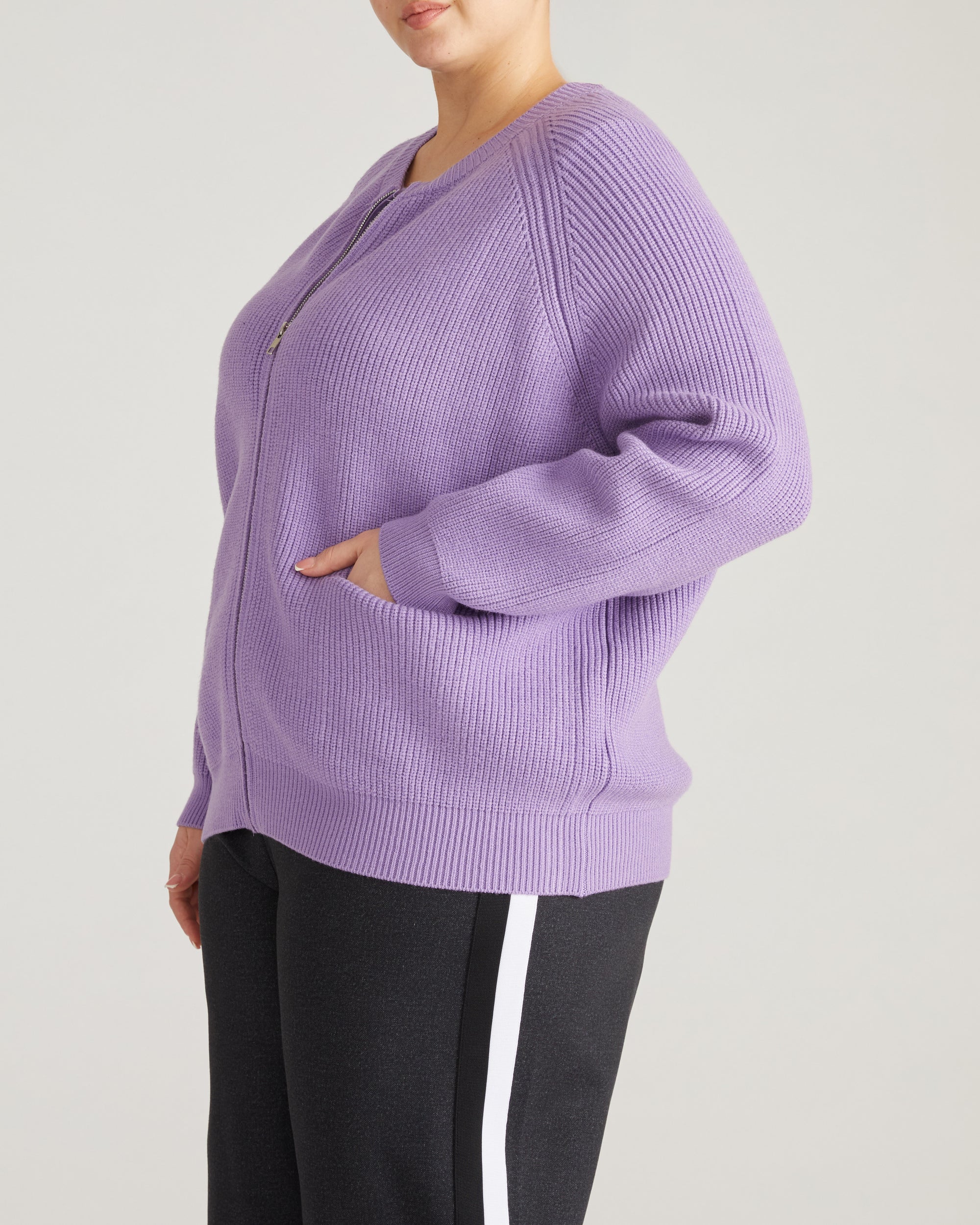 Better-Than-Wool Zip Cardigan - Purple Posey