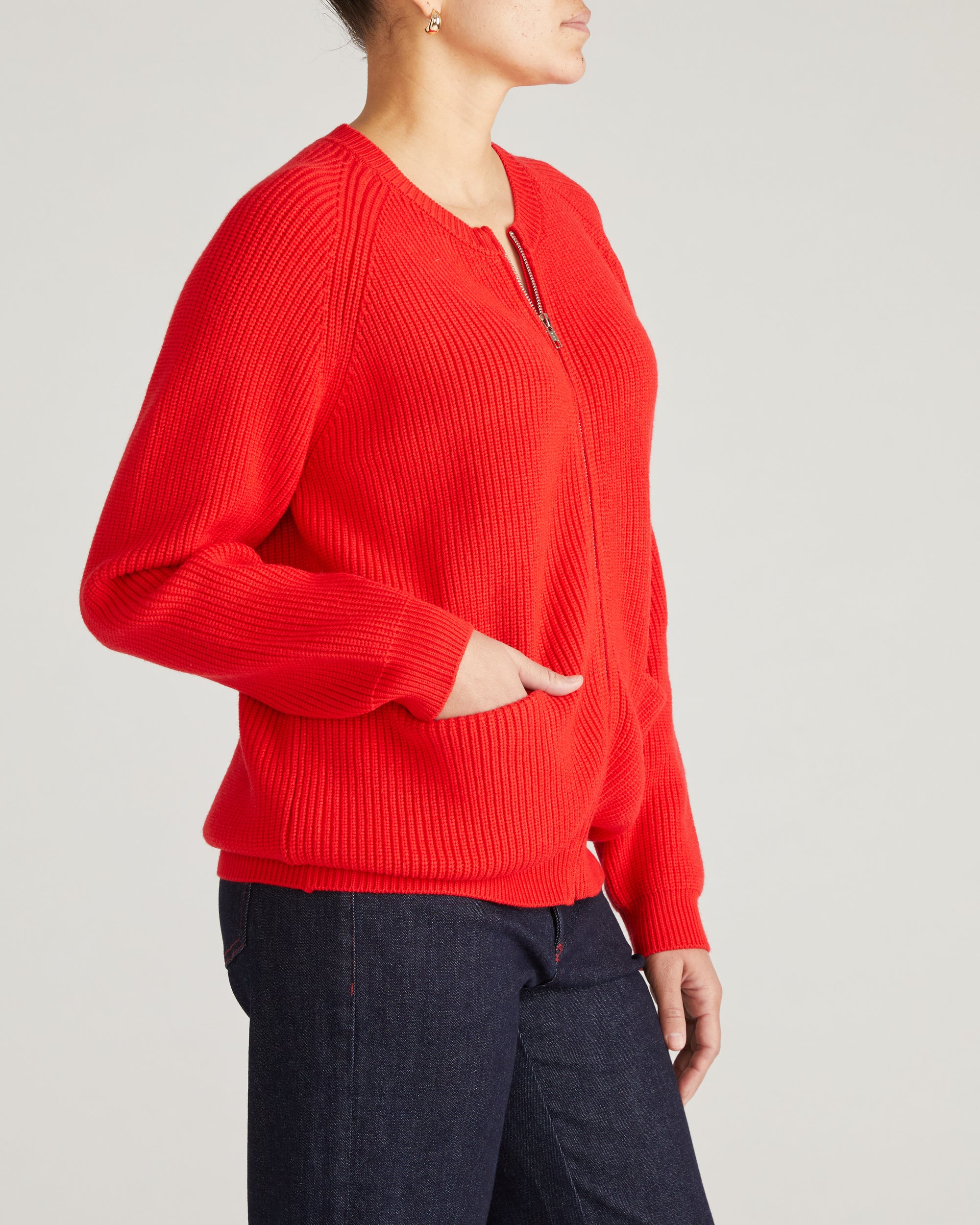 Better-Than-Wool Zip Cardigan - Lipstick