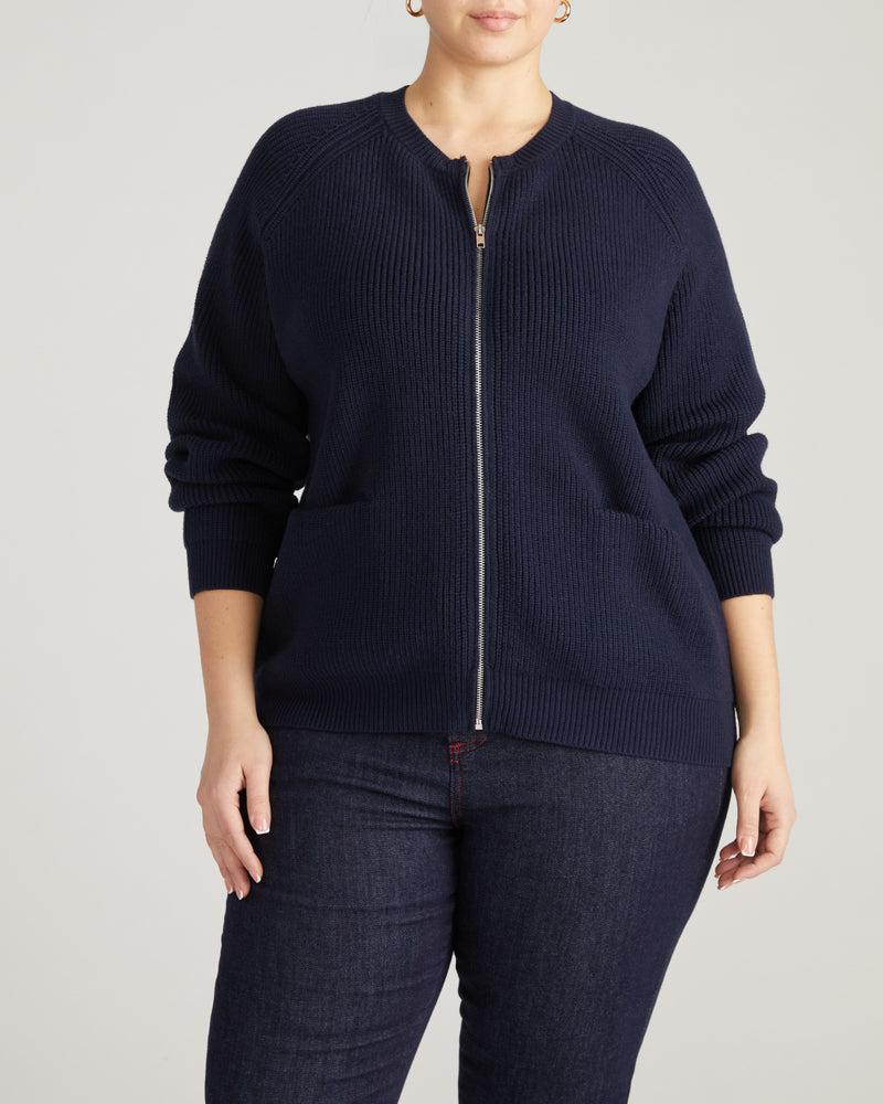 Better-Than-Wool Zip Cardigan - Midnight