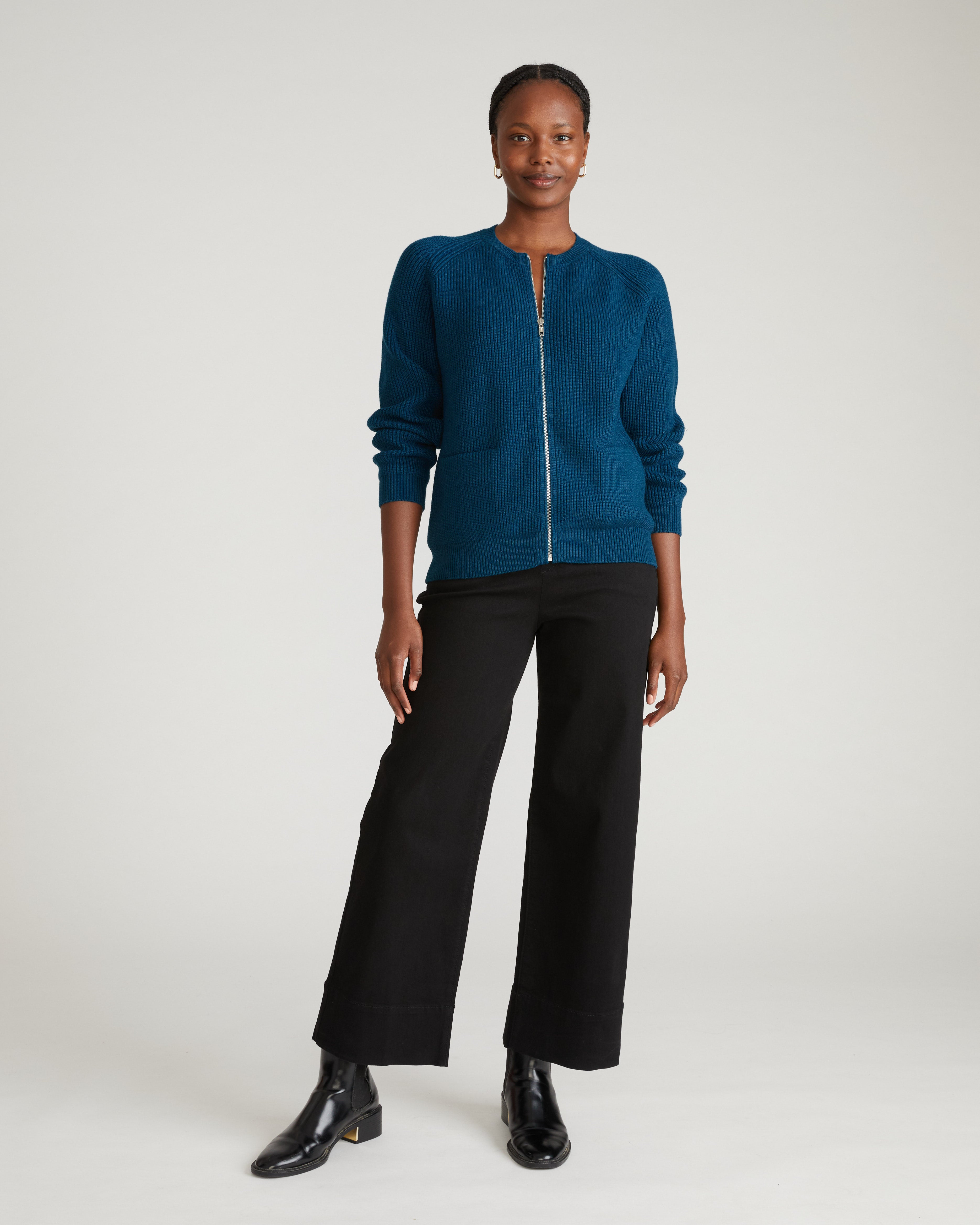 Better-Than-Wool Zip Cardigan - Deep Teal – Universal Standard