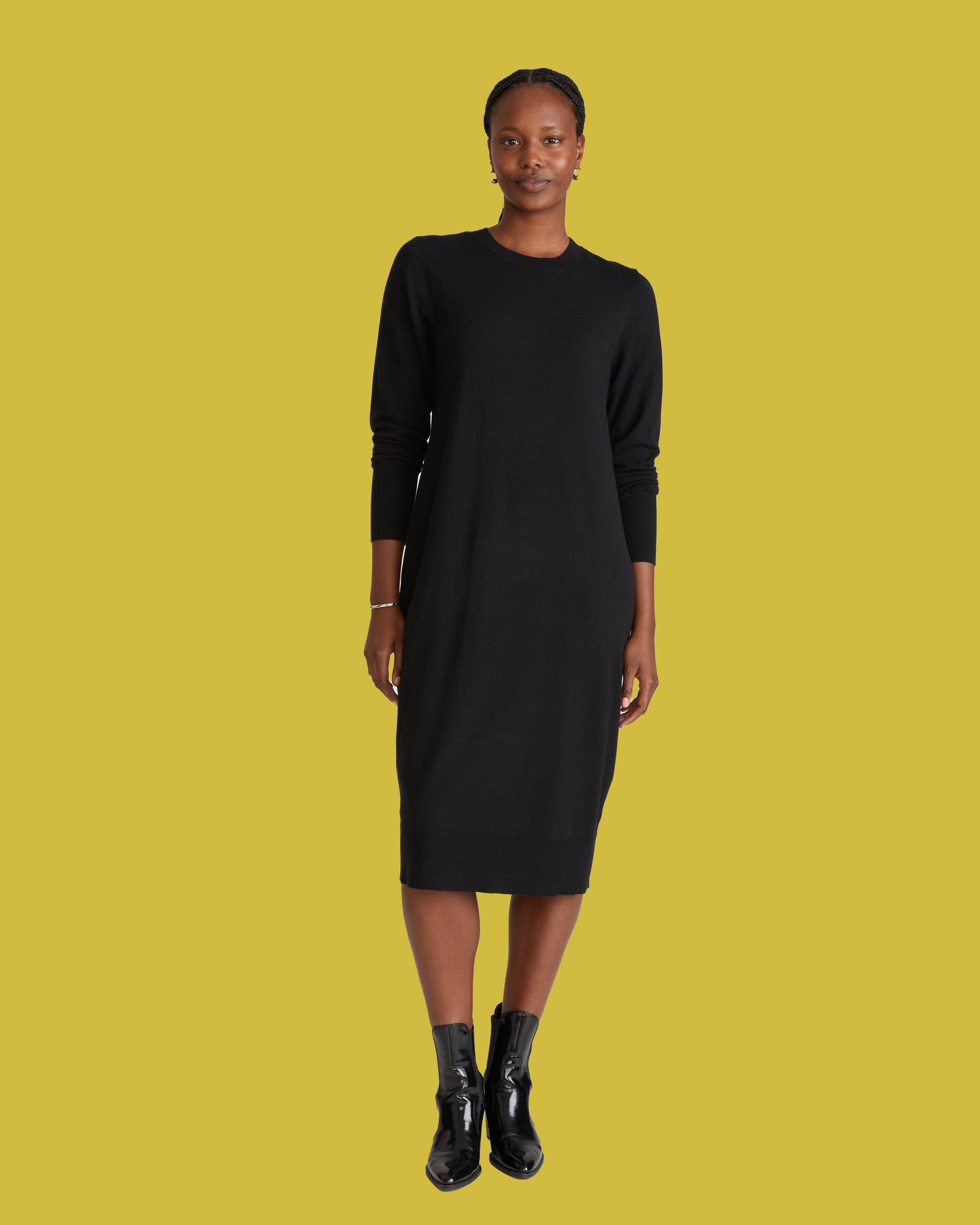 Savvy Fine Knit Everyday Sweater Dress - Black