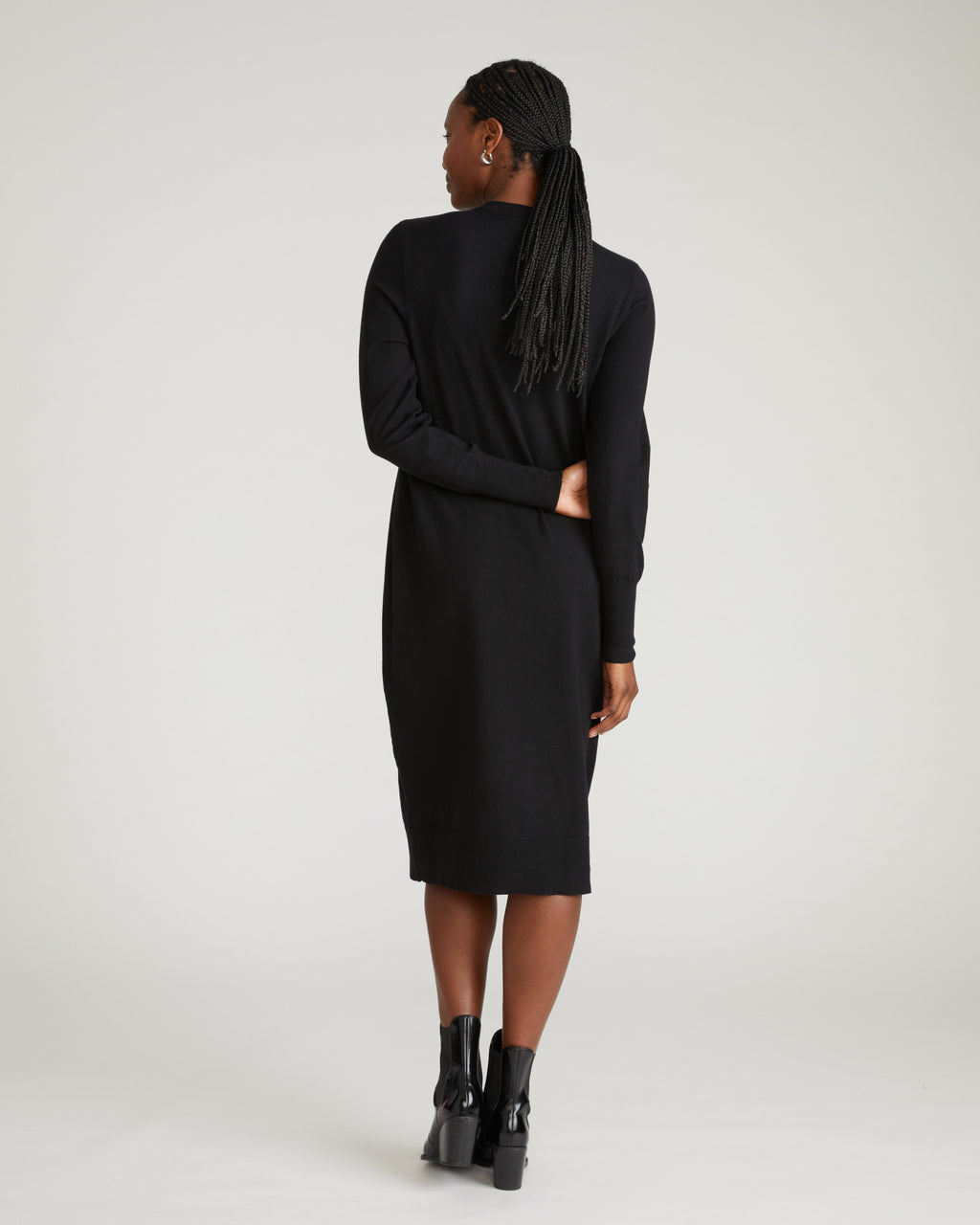 Savvy Fine Knit Everyday Sweater Dress - Black - Size 4XS