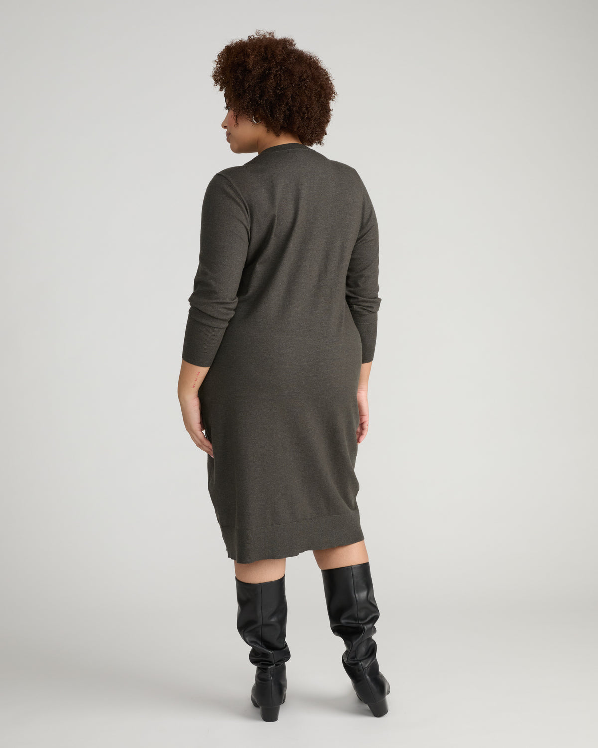 Savvy Fine Knit Everyday Sweater Dress - Dark Gray