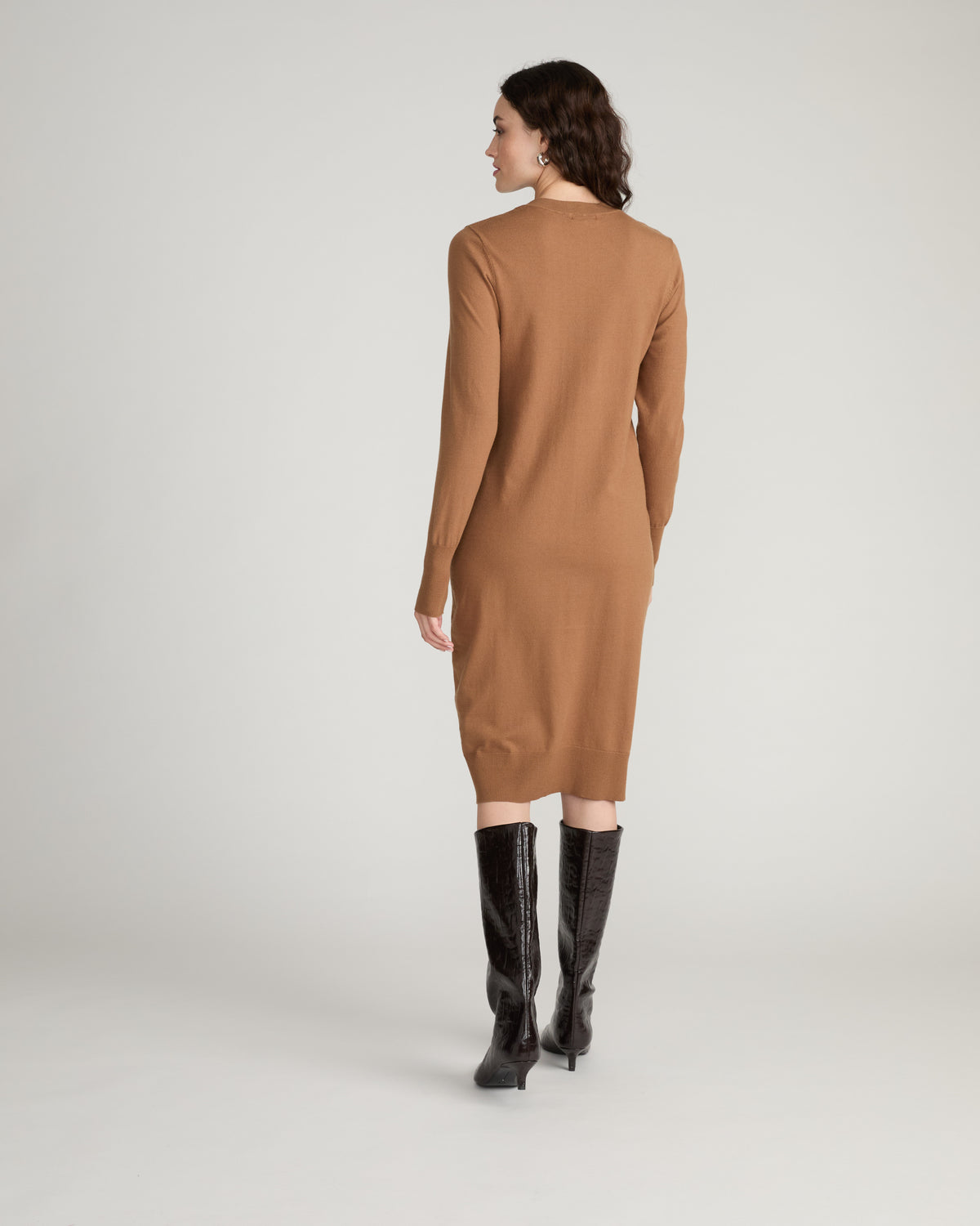 Savvy Fine Knit Everyday Sweater Dress - Classic Camel