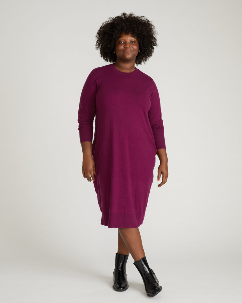 Savvy Fine Knit Everyday Sweater Dress - Goji Berry