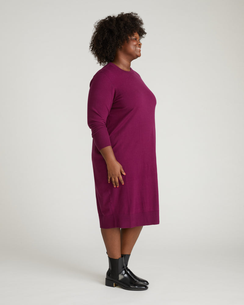Savvy Fine Knit Everyday Sweater Dress - Goji Berry