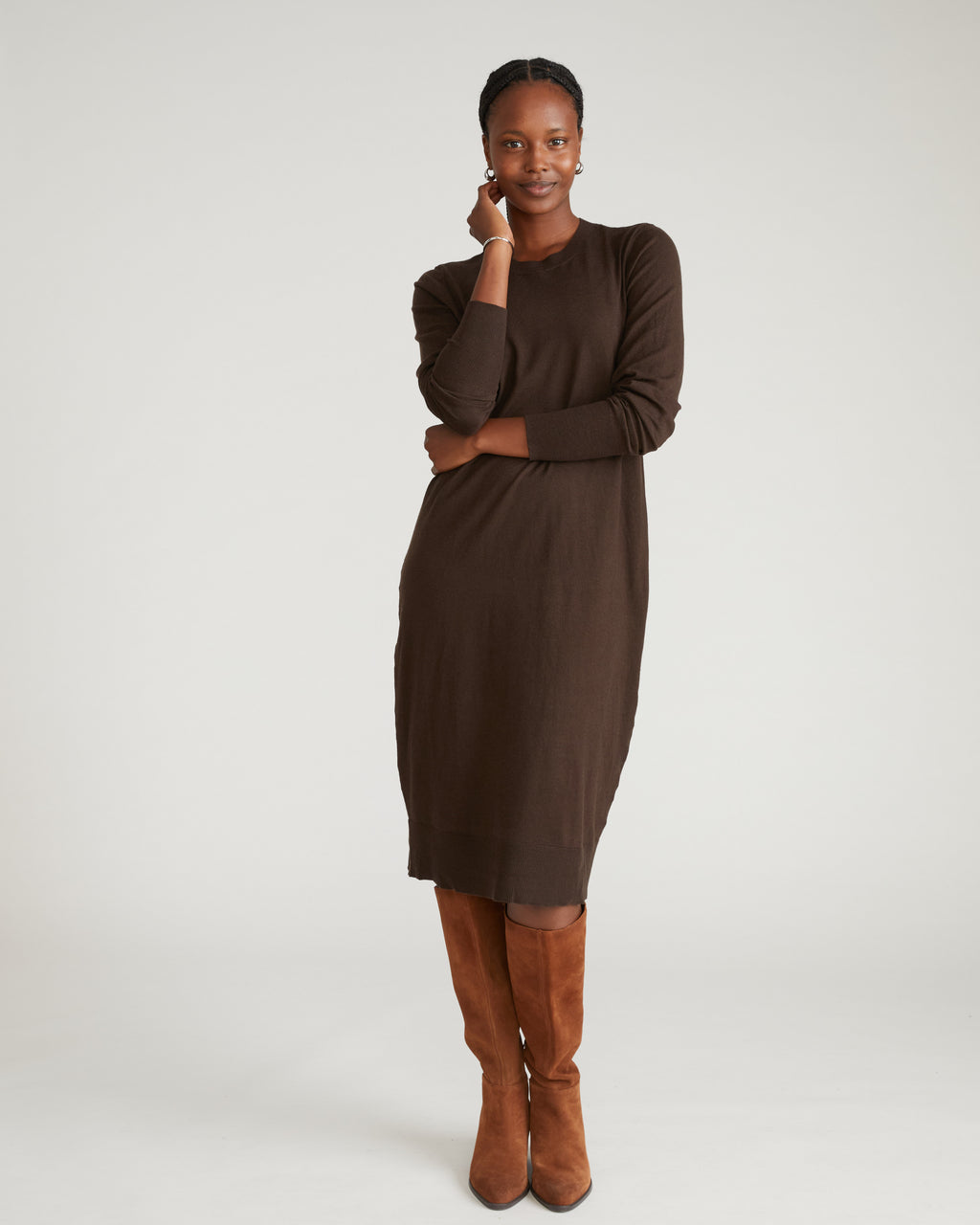 Savvy Fine Knit Everyday Sweater Dress - Espresso Universal Standard Savvy Fine Knit Everyday Sweater Dress - Espresso Universal Standard
