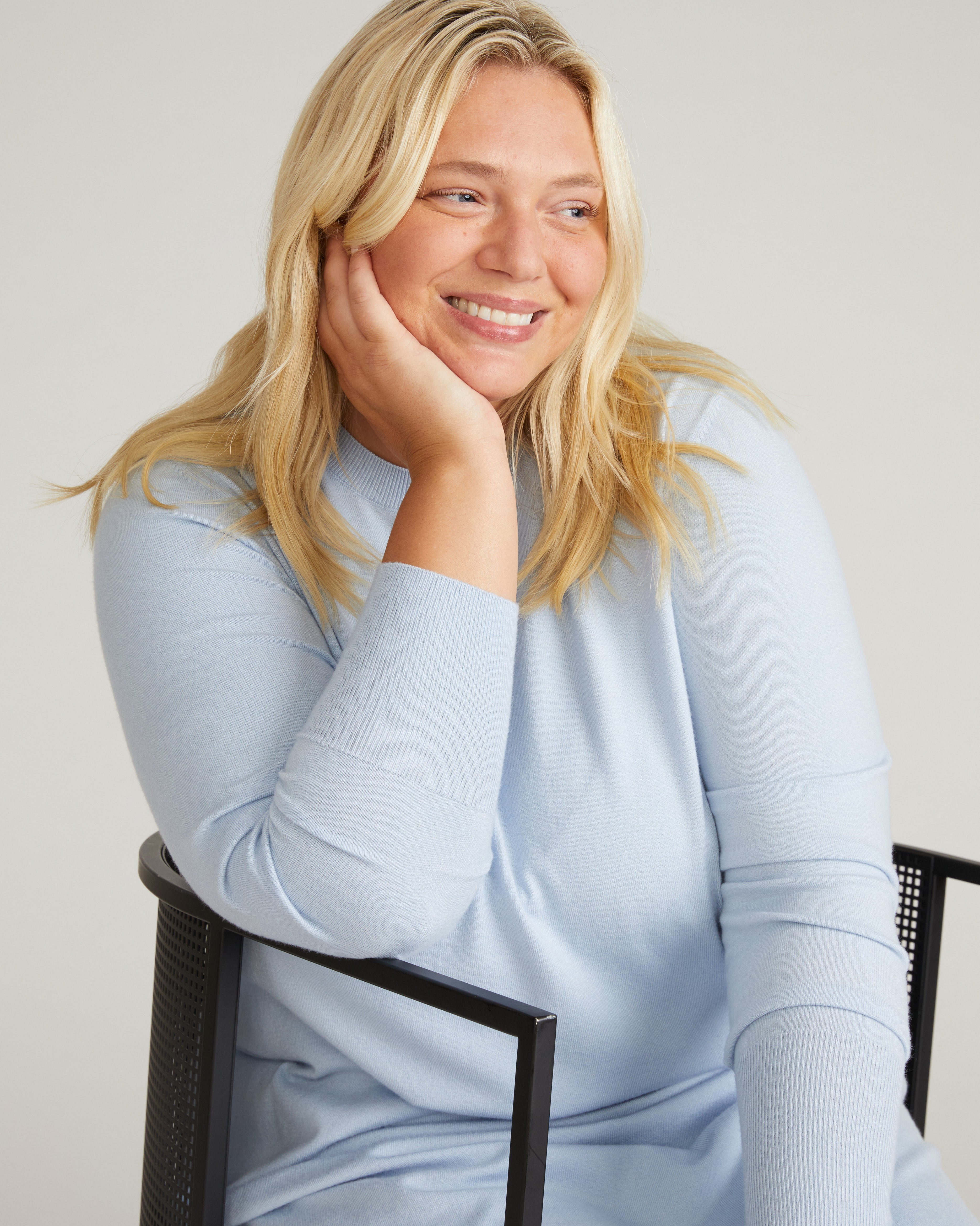 Savvy Fine Knit Everyday Sweater Dress - Silver Blue