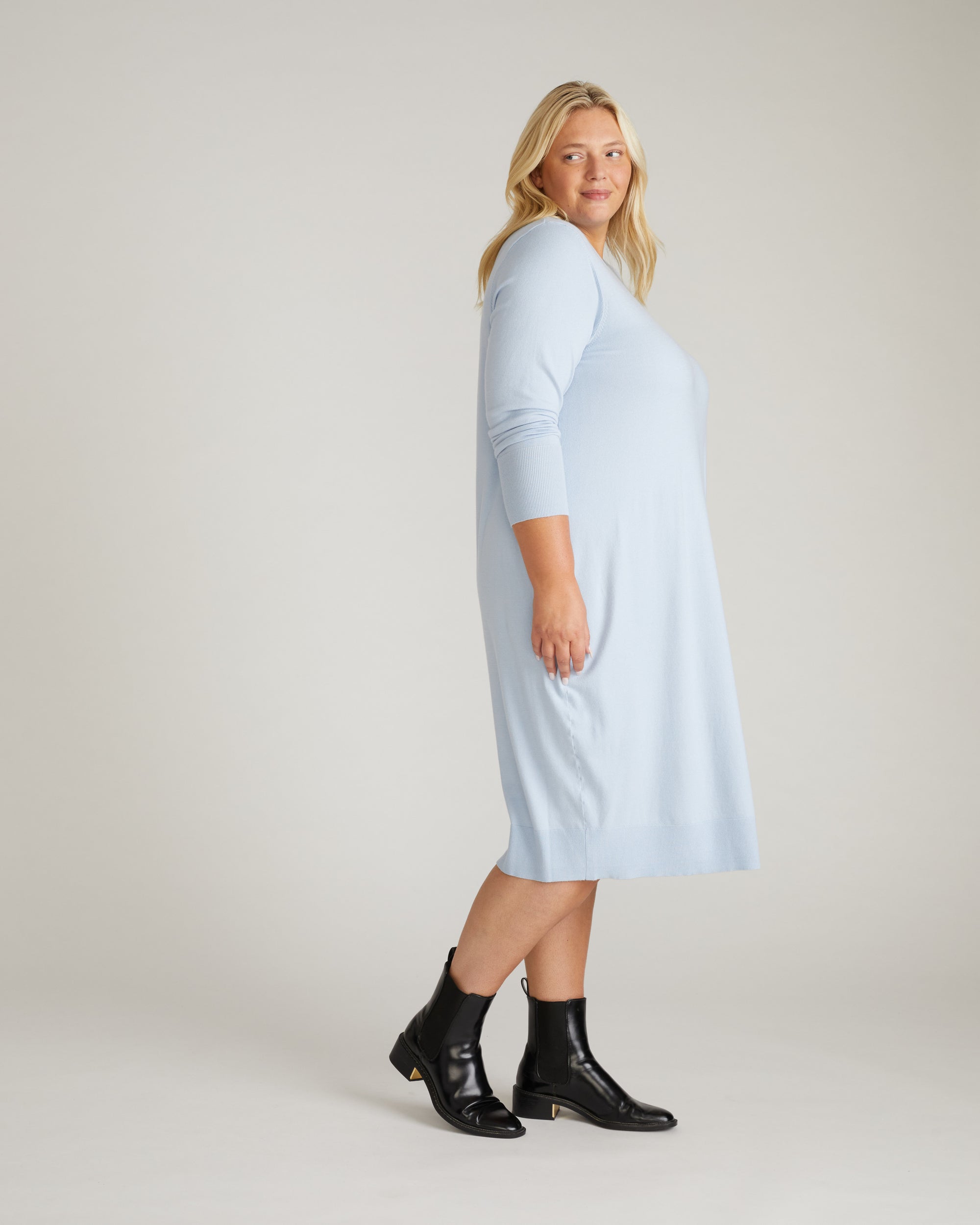 Savvy Fine Knit Everyday Sweater Dress - Silver Blue Universal Standard Savvy Fine Knit Everyday Sweater Dress - Silver Blue Universal Standard